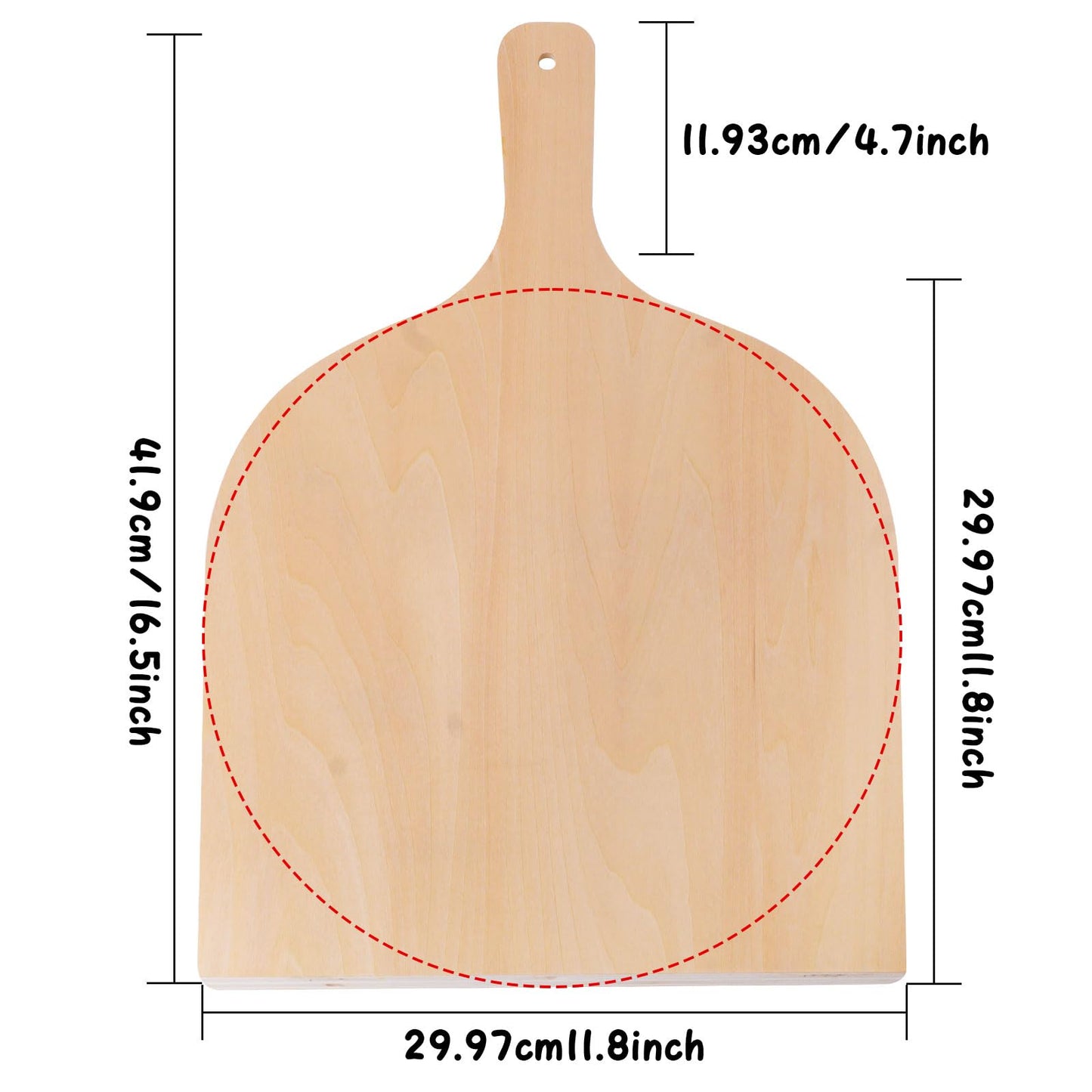 4 Pcs Wood Pizza Peel Wooden Paddle Natural Board with Handle Spatula Cutting for Restaurant Baking Homemade and Bread Fruit Vegetables Cheese