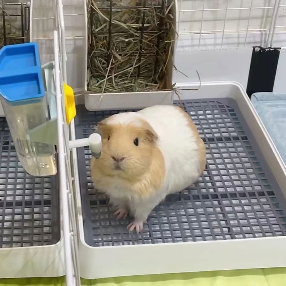 Guinea Pig Litter Pan with Grate, Small Animal Litter Box for Cage, Bunny Restroom Tray Toilet Potty Trainer for Ferret Chinchilla Rat