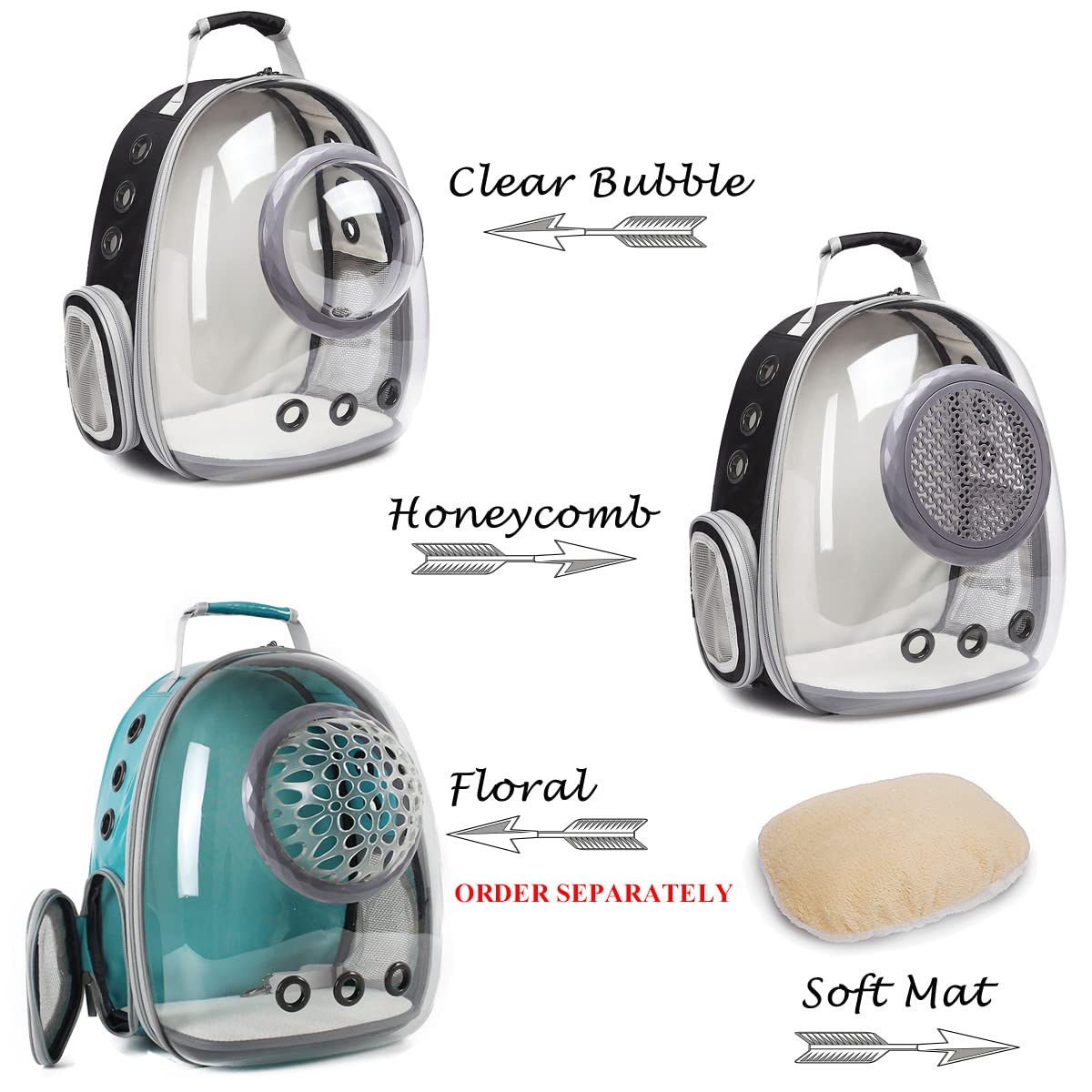 Cat Bubble Backpack Carrier, Space Capsule Astronaut Clear Pet Backpack Carrier for Cat and Small Puppy (Black)