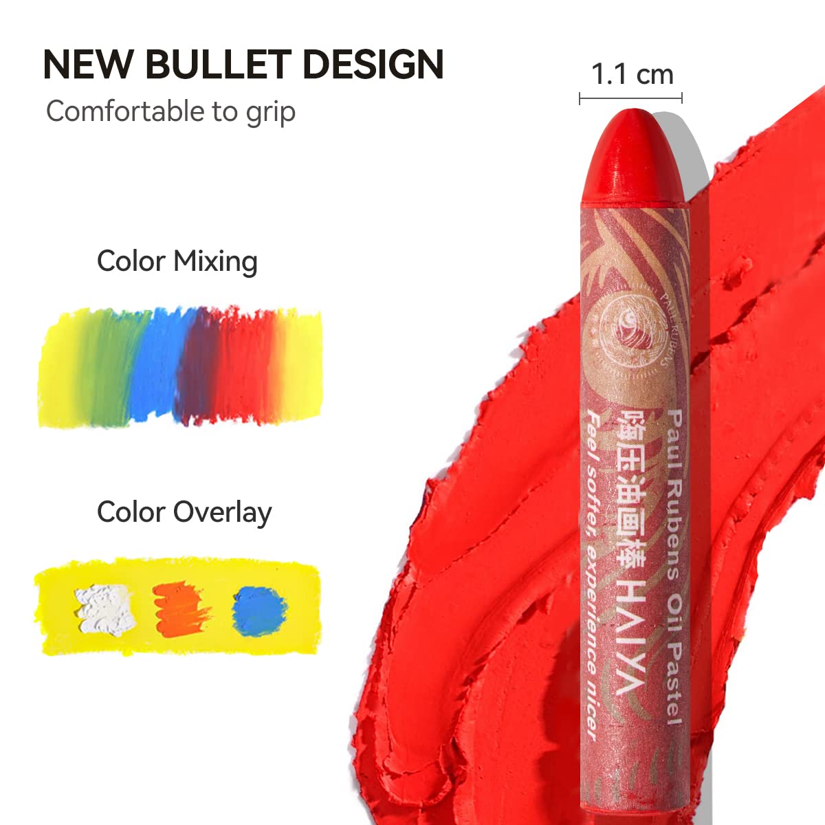 Paul Rubens Oil Pastels Set - 72 Vibrant Colors, Ultra-Soft and Creamy Texture, Easy to Blend for Artists and Beginners - Bullet Head Design for Drawing, Painting, Sketching