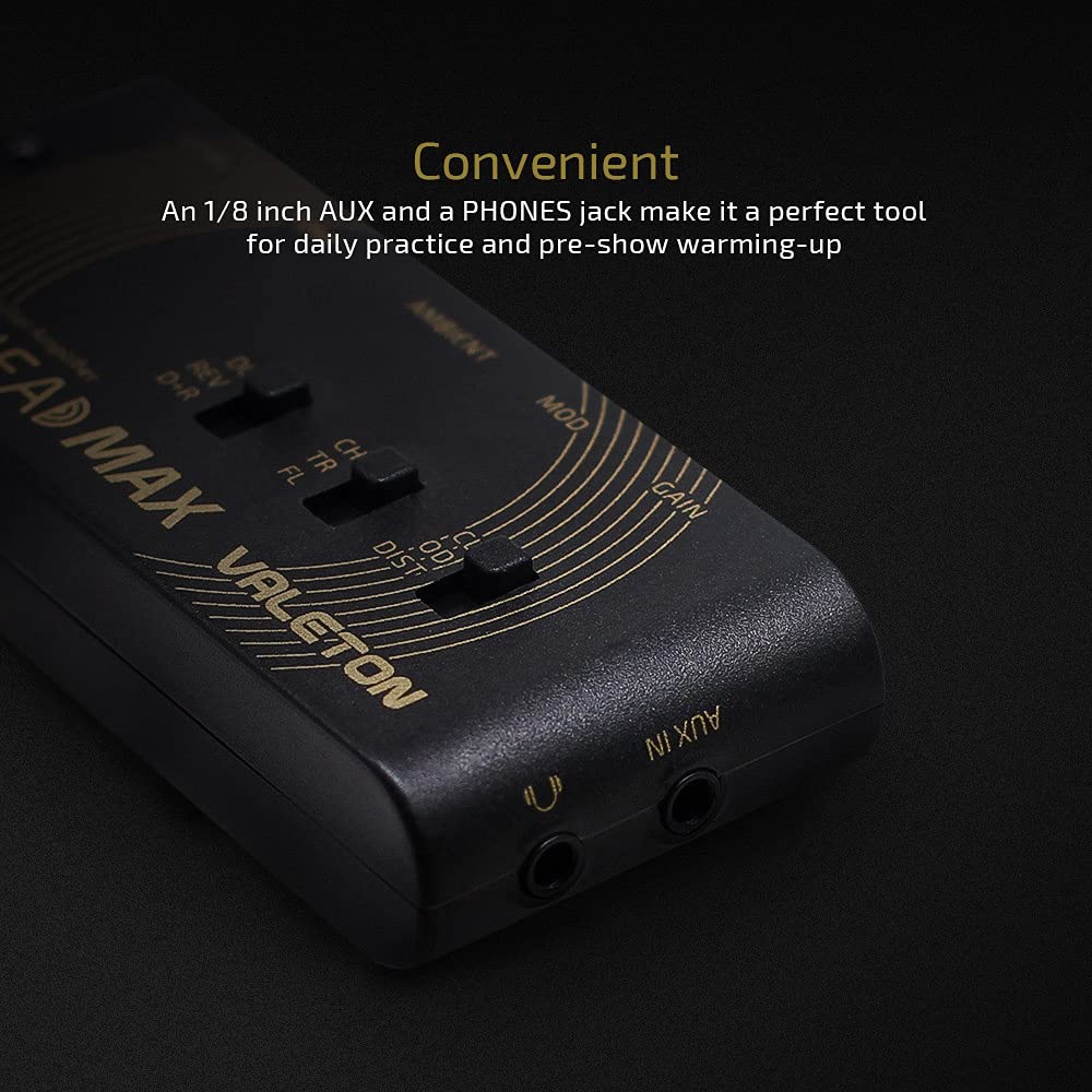 Valeton Rushead Max USB Chargable Portable Pocket Guitar Bass Headphone Amp Carry-On Bedroom Plug-in Multi-Effects