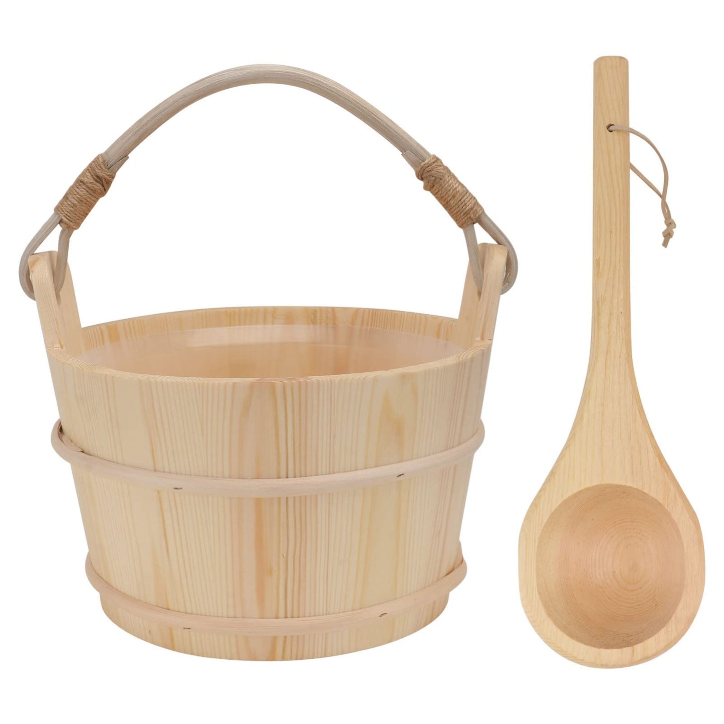 Ipetboom Bath Spa Set Wooden Sauna Bucket Wooden Sauna Bucket with Ladle Sauna Accessories Japan Wood Bathtub Bucket Bathing Buckets for Home Sauna Spa Accessory Wooden Bathing Bucket Bath Kits