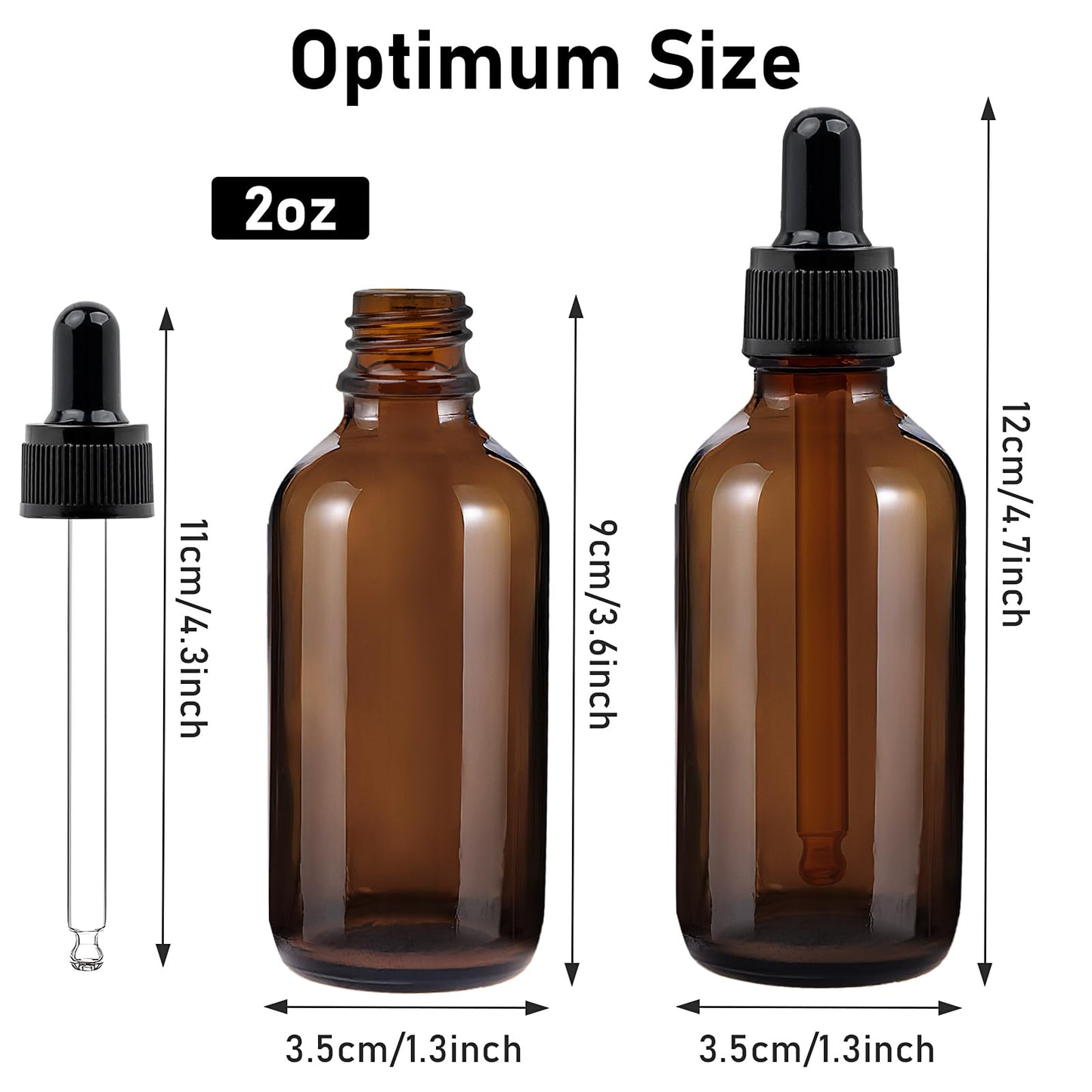 40 Pieces Glass Dropper Bottle, 2 oz Amber Glass Bottles Eye Dropper Bottles Tincture Bottles Empty Oil Dropper Bottle for Essential Oils, Perfume, Liquids