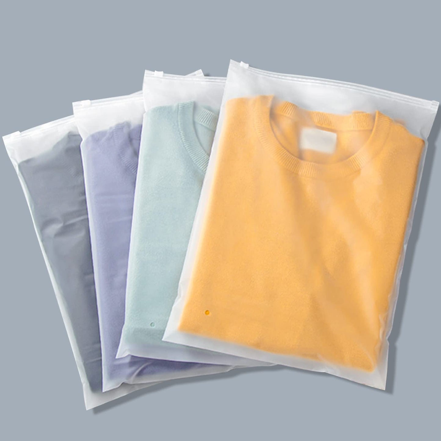 Svaldo 2 Gallon frosted zipper bags for clothes, 50 Count 14x18 inch Plastic Bags for Clothes, Frosted Zipper Poly Bags for Packaging Sweaters, Hoodies, Women Shoe, Sewing Projects, 3 Mil