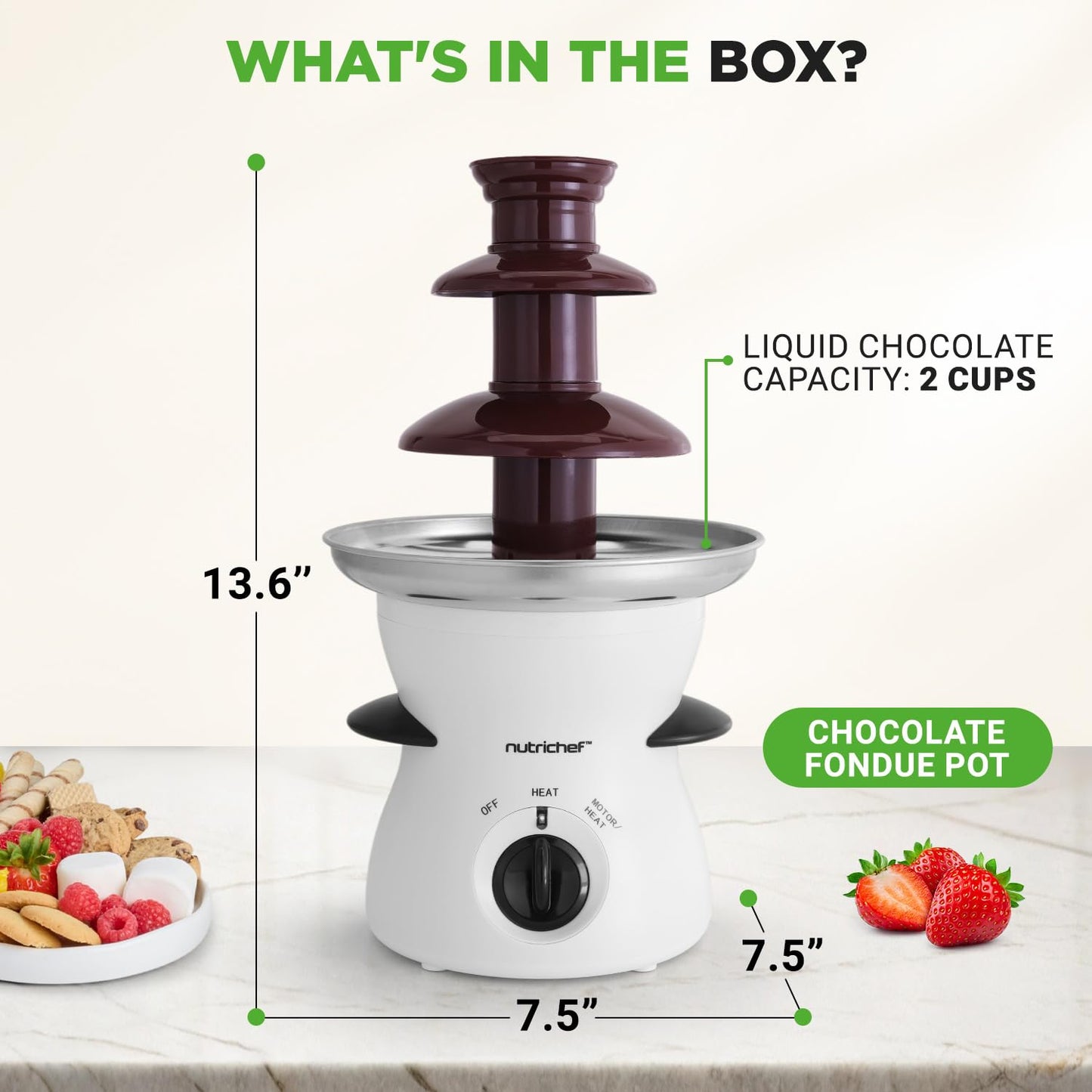 3 Tier Chocolate Fondue Fountain - Electric Stainless Chocolate Dipping Warmer Machine - Warm & Melt Chocolate, Butter, Cheese, Caramel - Great for Parties, Events & Weddings - Pot Capacity 16 OZ