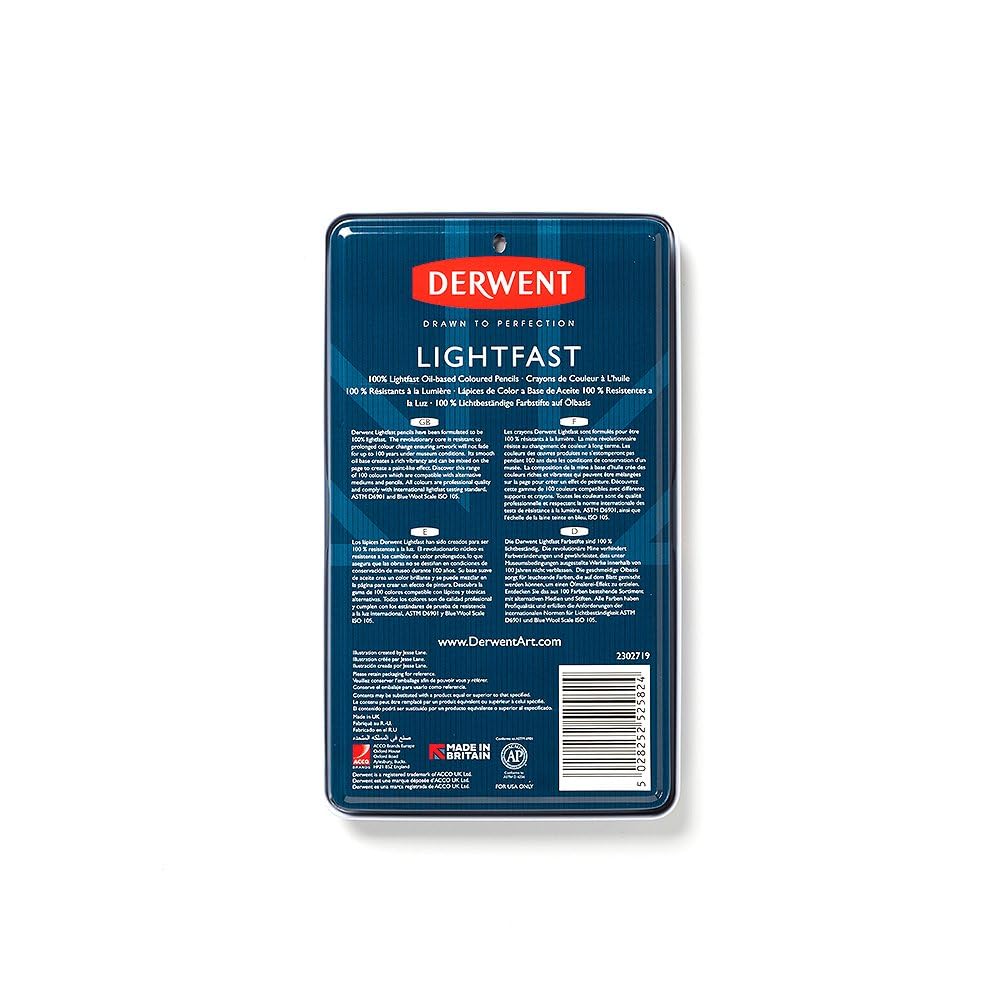 Derwent 2302719 Lightfast Colored Pencils, for Artist, Drawing, Professional, 12 Pack