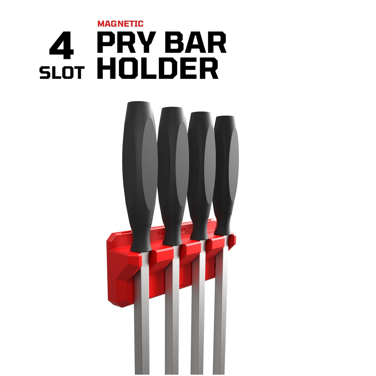 EZRED Magnetic 4 Slot Pry Bar Holder with Mounting Holes Non-Marring TPEE Low Profile Design Organization