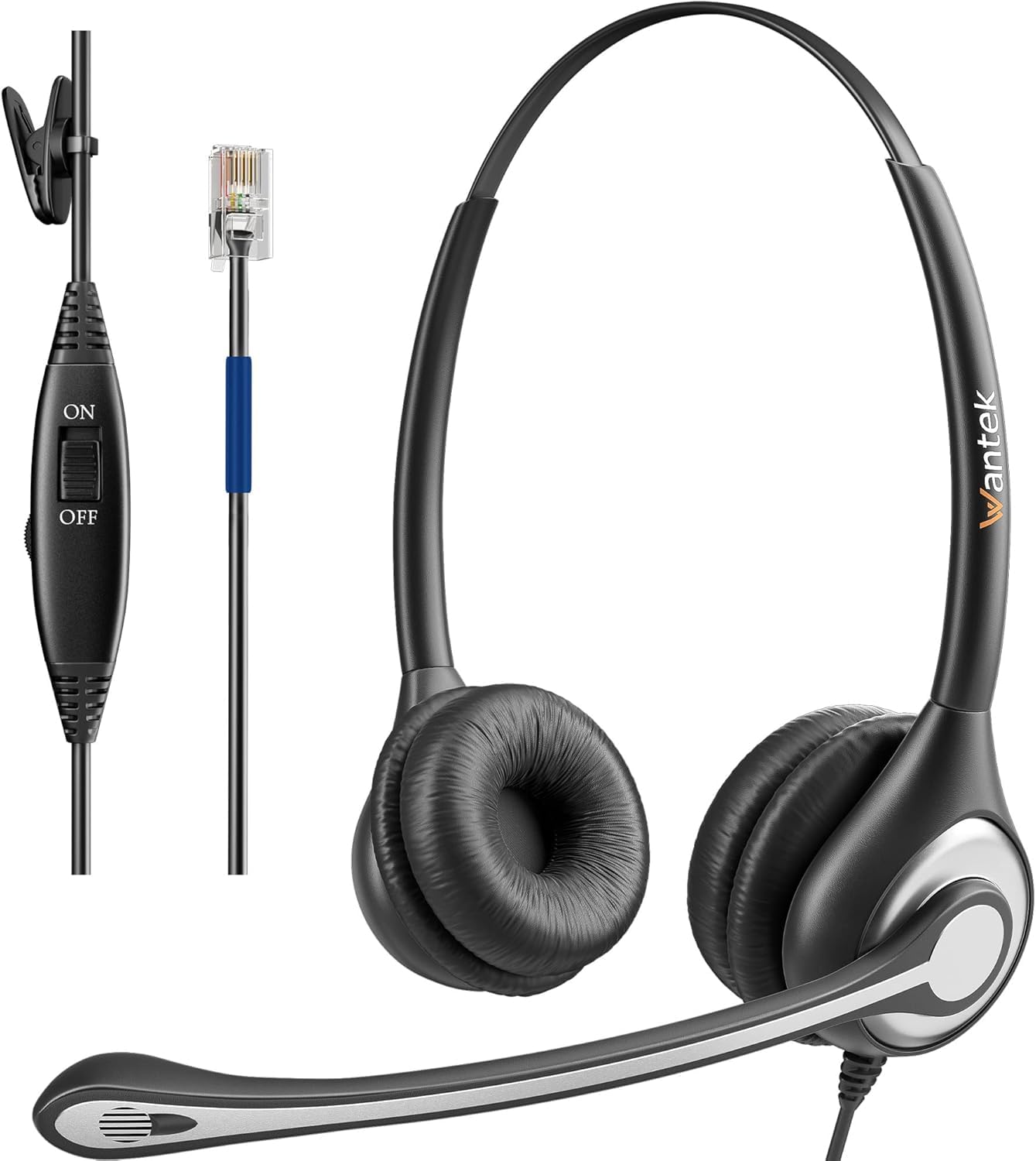 Wantek Wired Phone Headset with Microphone Noise Cancelling, RJ9 Telephone Headsets Compatible with IP Phones 6851 7821 7841 7861 7940 7942 7945 7962 7965 8811 8841 8845 8851 8865 8961 9971