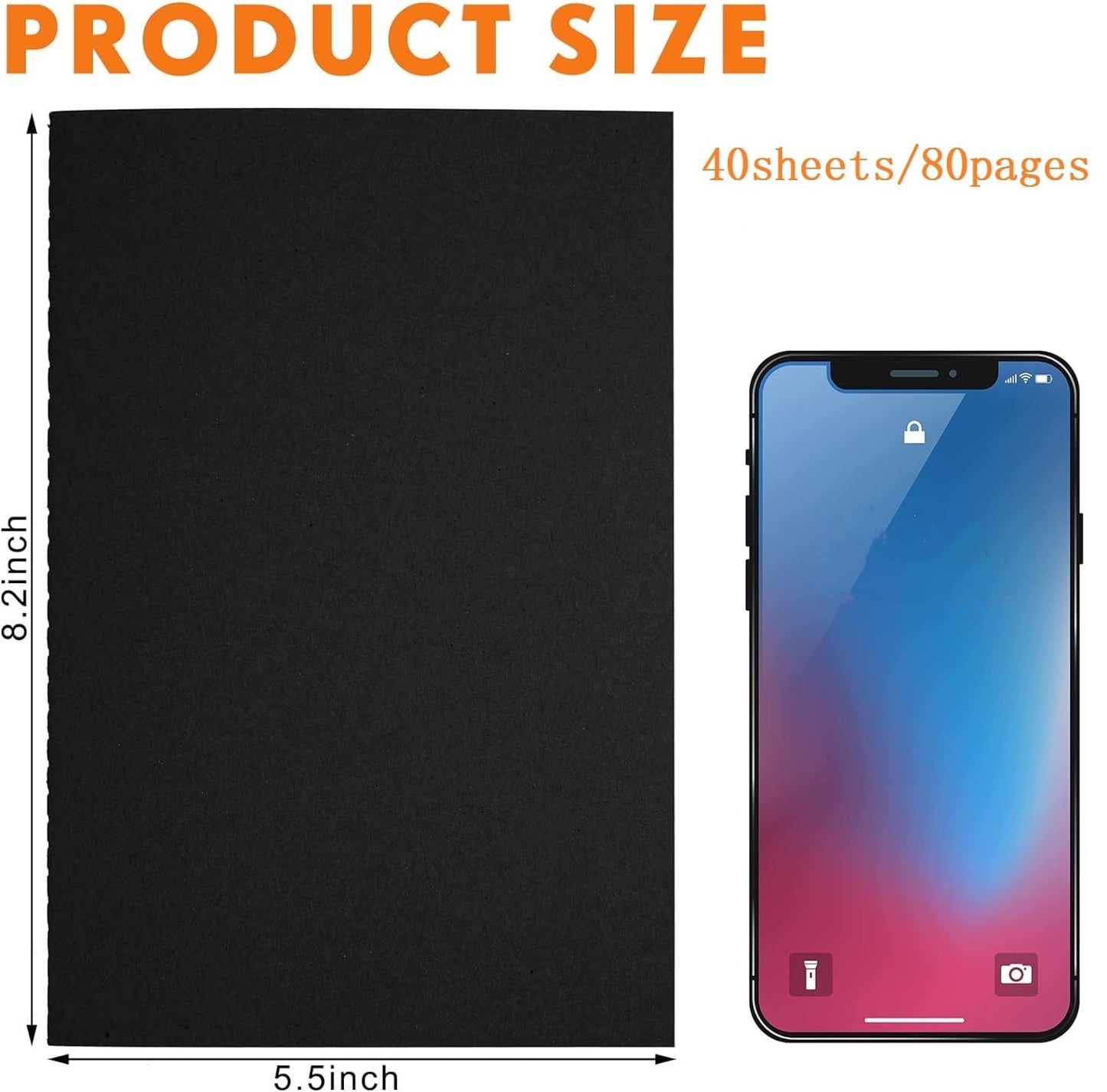 20 Pack A5 Kraft Notebooks,Black Soft Cover Lined Journals Notebook for Writing (8.3” x 5.5”), 80 Pages, Bulk Small Notebooks for Travel Office School Supplies Students