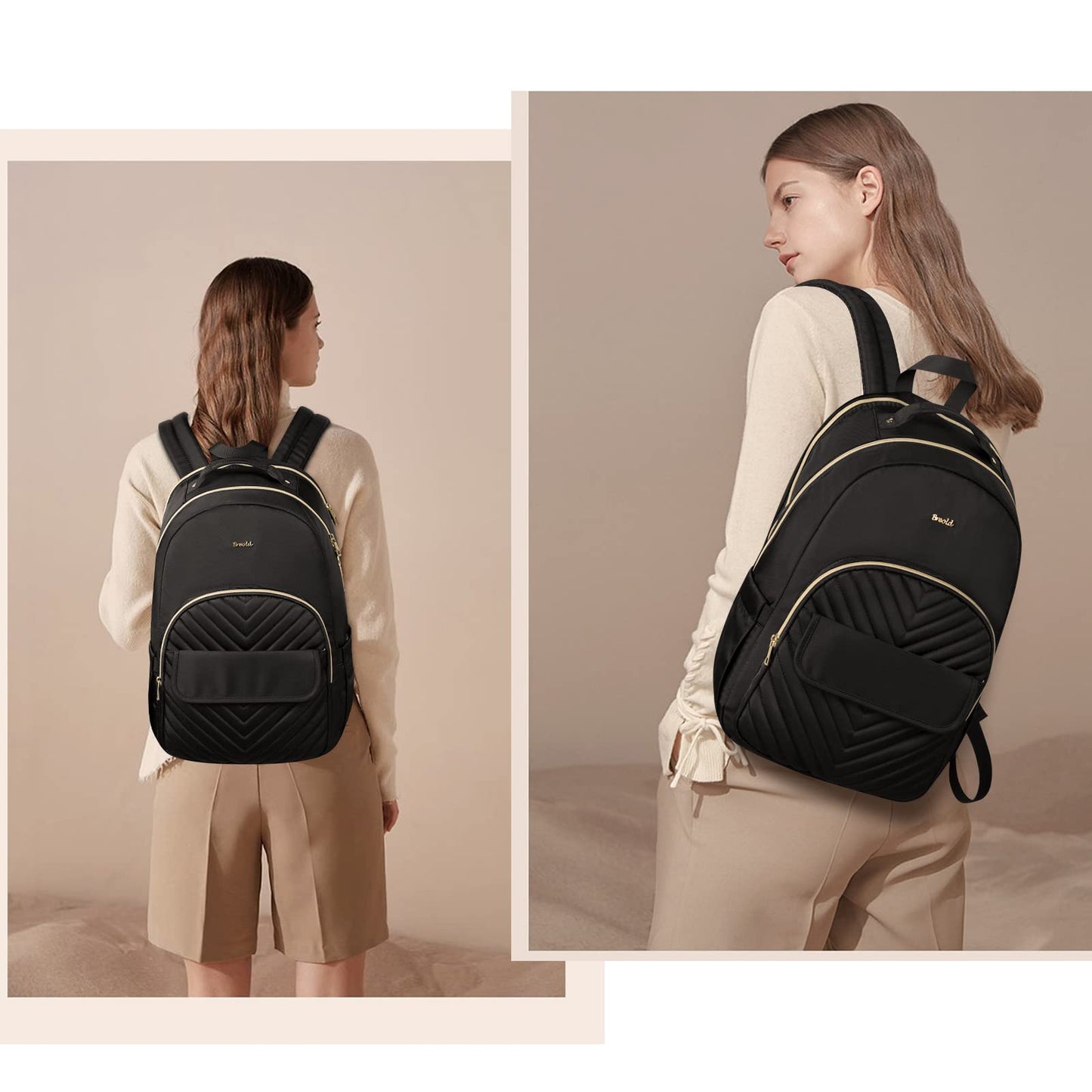 Black Backpack Women for 17.3" Laptop,School Bookbag for Teen Girls,Backpack for College Business Middle School,Mochila para Mujer Niña