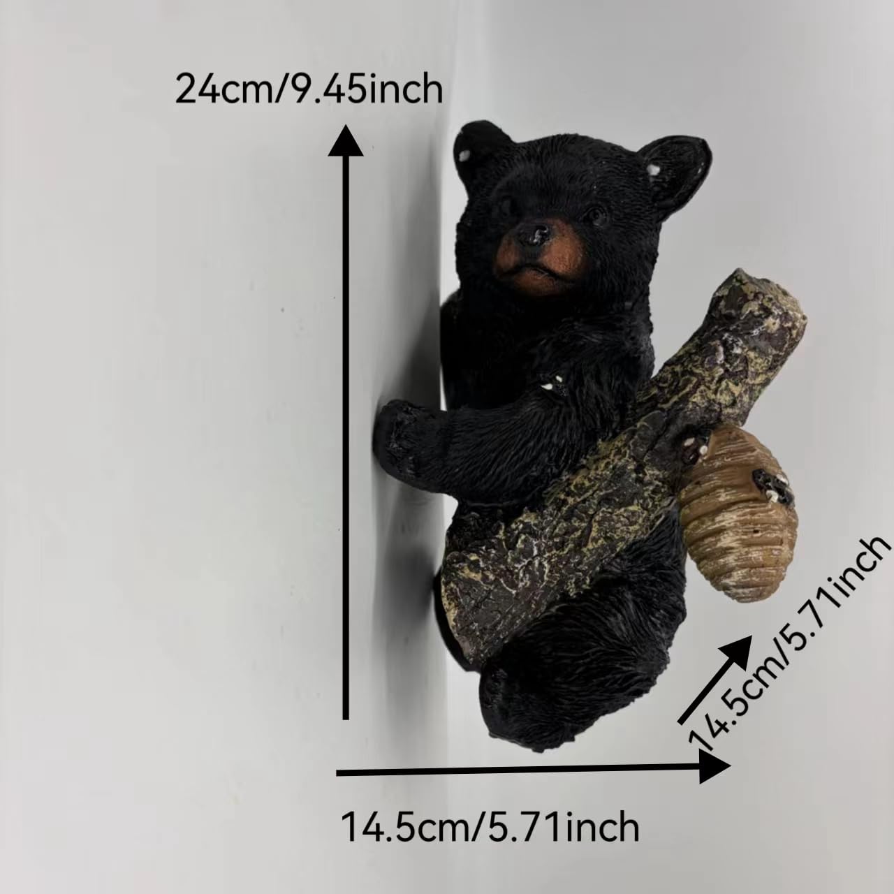 Yaoemei Black Bear cub Tree Hugger Decor. Forest Wildlife Animal Stadue，Climbing Tree Statue Hanging,Tree-Mounted - Realistic Polyresin stadue - for Housewarming, Outer Door,Garden, Yard.