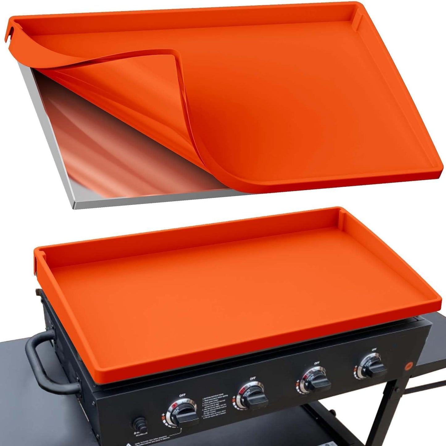BANGIE Griddle Cover Mat for Blackstone 36 Inch Griddle Accessories | Full Wrap-Around Protection Silicone Mat for Griddle | Food Grade Silicone Grill Mat | ORANGE