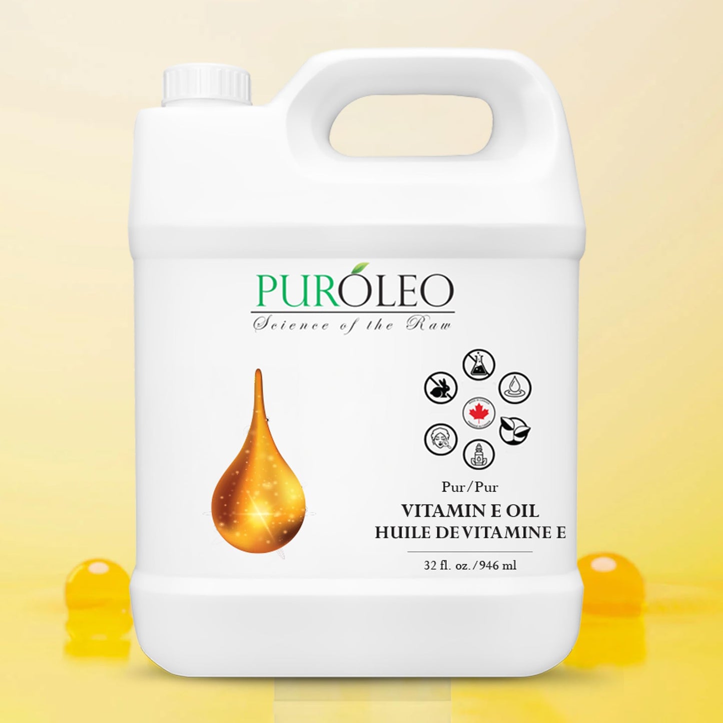 PUROLEO Vitamin E Oil 32 FL Oz/946 ML (Packed in Canada) For Skin Hair Face vitamins Liquid pure Vitamine Pure Oil Ideal for Sensitive vitamin e oil for skin vitamin e oil for face vitamin e oil for hair vitamin-e oil