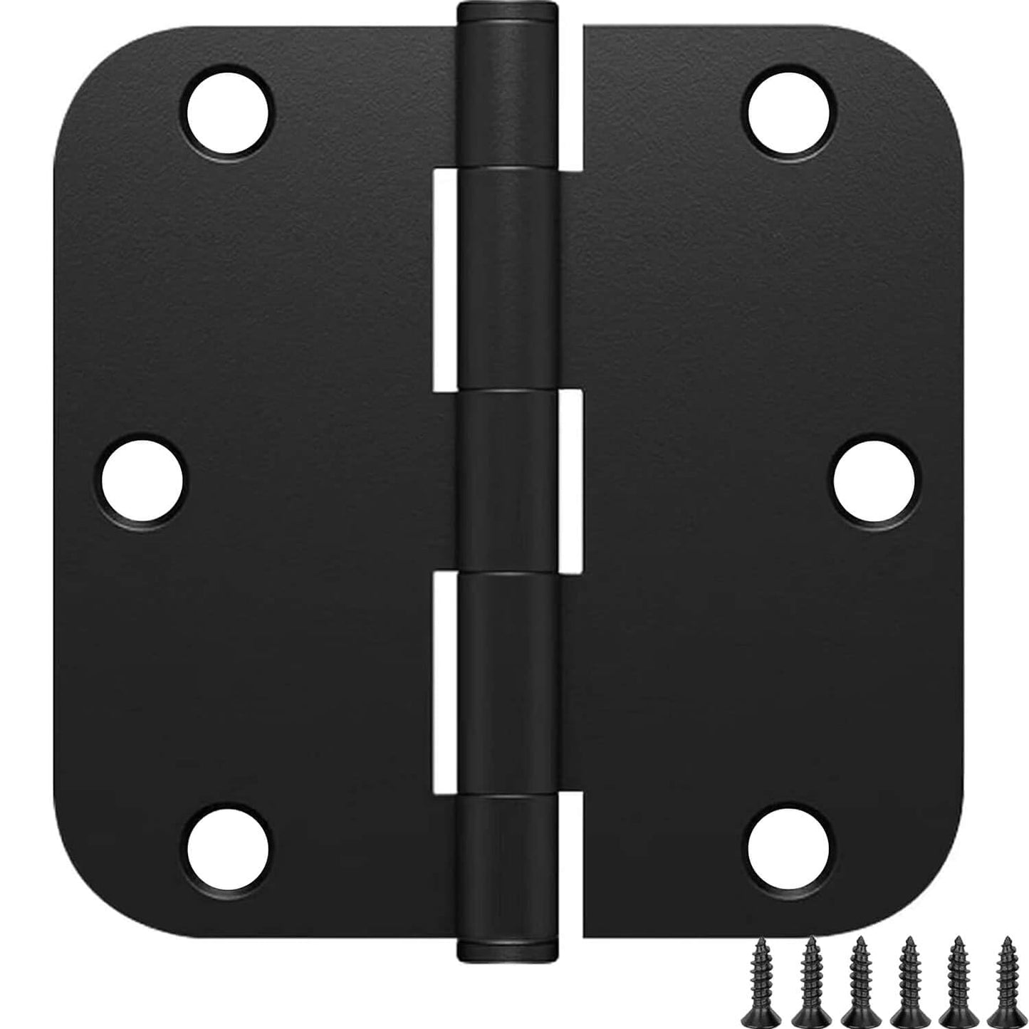 Door Hinges for 3.5 Inch Interior Matte Black Hinges for Rounded 5/8 Radius Bedroom Office Hallway Indoor/Interal Door Hardware Black Door Hinges 18 Pack