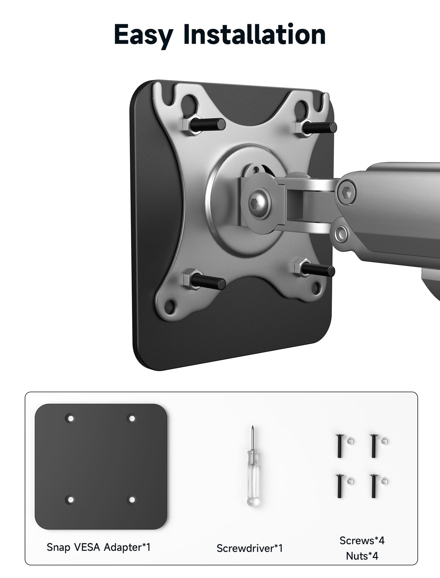 JSAUX Magnetic Snap VESA Adapter for FlipGo 13.5"&15.6"&16" Portable Monitor Dual Screen, Only compatible with 75 x 75mm VESA mounts