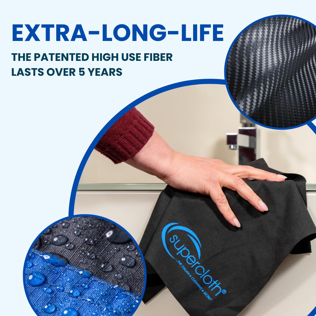 Supercloth® Premium Microfiber Cleaning Cloth, All-Purpose, Lasts Over 5 Years, Streak-Free, Multicolored (3pk)