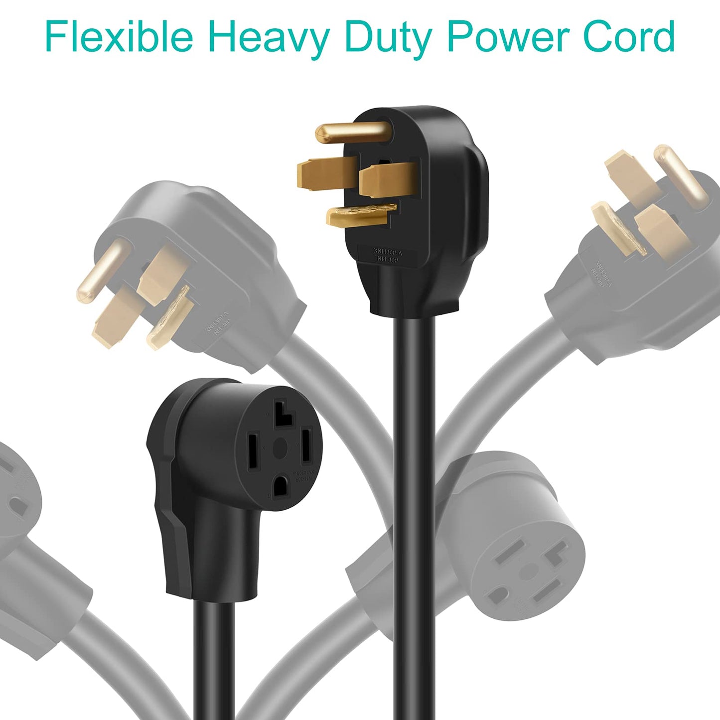 10 FT Dryer Extension Cord 4 Prong Canada, 10 Feet Nema 14-30 Extension Cable for Level 2 EV Charging, 30Amp 14-30P Male to 14-30R Female 125V/250V STW 10 Gauge