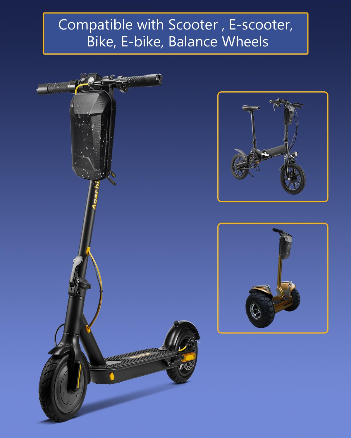 Scooter Storage Bag with USB Charging Port, Adults Electric Scooter Handlebar Bag, Waterproof Front Hanging Bag for GYROCOPTERS/ECOROAD/EVERCROSS/Gotrax/Hiboy Scooter Accessories, 4L EVA Hard Shell