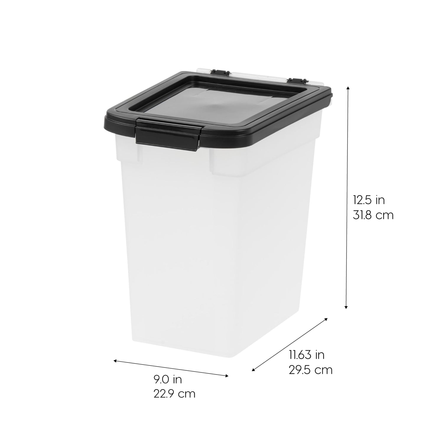IRIS USA WeatherPro Airtight Dog Food Storage Container, Up to 4.5 Kg Each, 2 Pack, for Dog Cat Bird and Other Pet Treat Food Storage Bin, Keep Fresh, Translucent Body, BPA Free, Clear/Black