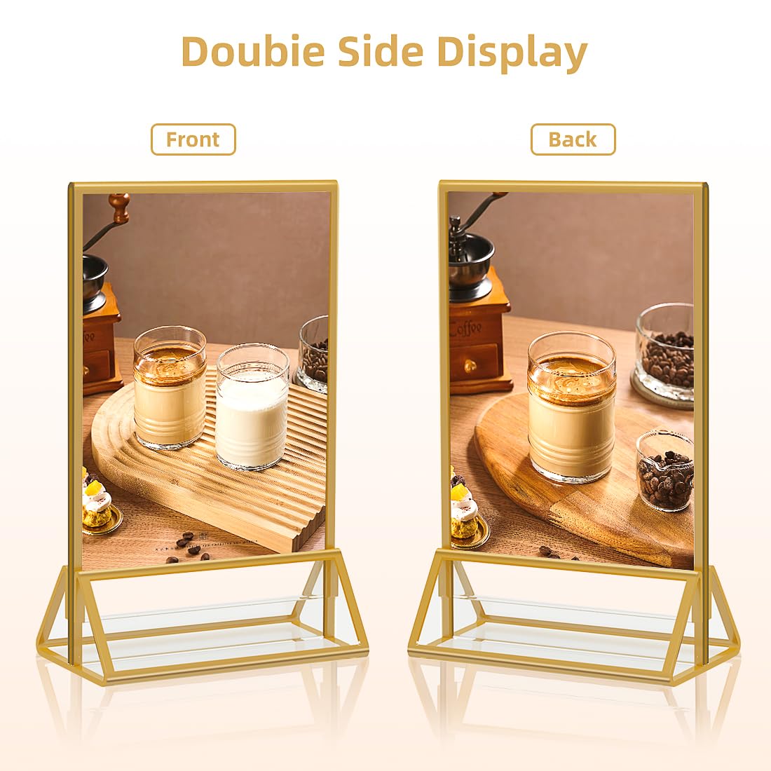 PPH-Sisy Gold Frames 4x6 Acrylic Sign Holder Double Sided Picture Frames for Wedding Table Number Menu Flyer Display for Office Home Party- Pack of 12