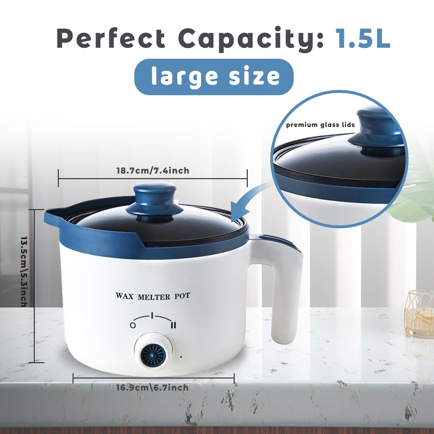 Candle Wax Melting Pot with Spout, Electric Wax Melter for Candle Making, Small Candle Making Pouring Pot with Heat-Resistant Handle, Double Boiler Pot for Adult (electric wax melter with thermometer)