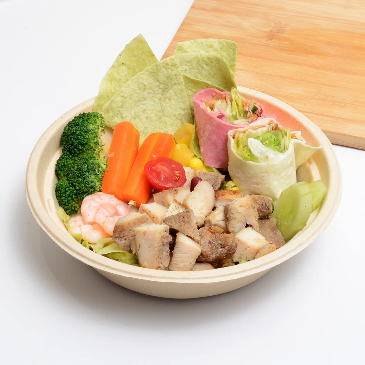 bloomoon 100 Pack 32 oz Large Round Paper Bowls for Salad, Pasta, Burrito, Lunch and Snack, Heavy Duty 32 oz Disposable Bowls for Party and Catering