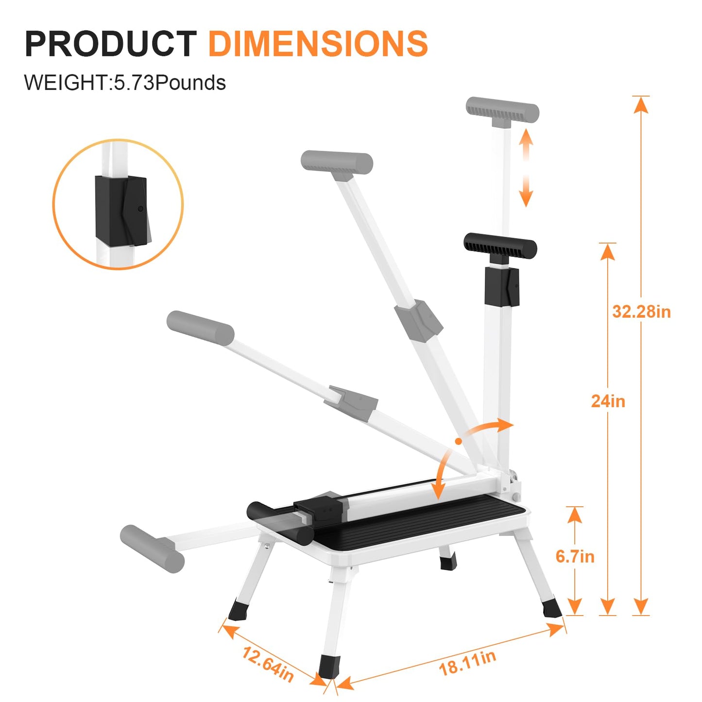 Foldable Step Stool with Handle, Portable Stepping Stool with Anti-Slip Design Medical Step Stool for Elderly, Senior and Kids in Home, Kitchen, Bathroom, Bedroom, 330 Lbs Capacity