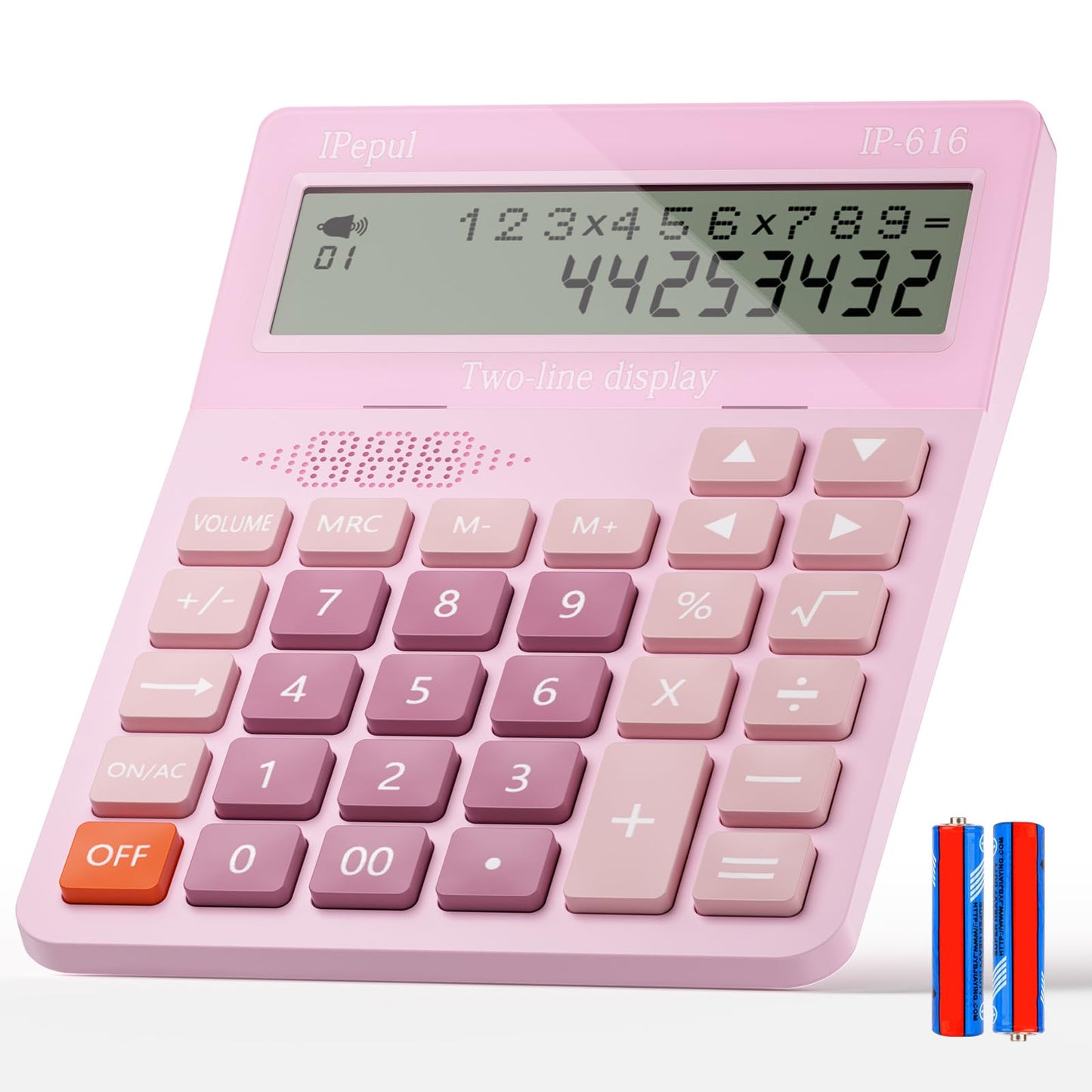 Calculators Desktop,Ipepul Talking Calculator with 2-line 12-Digits Large LCD Display and Large Button,4 Function Calculator for Business,Office,Store,School (Pink)