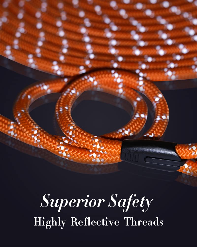Lanwandeng Long Dog Leash for Dog Training 10FT 16FT/30FT/50FT/100FT, Reflective Threads Rope Dog Leash, Heavy Duty Dog Lead for Large Medium Small Dogs Walking Playing, Camping, or Yard Orange