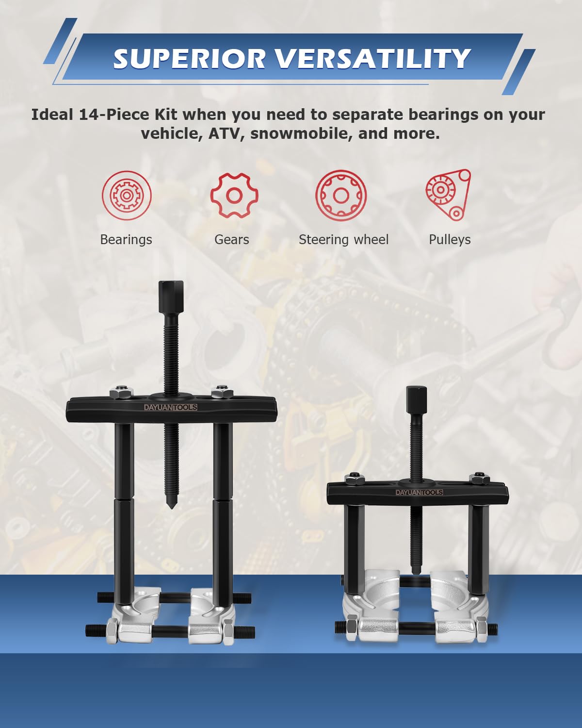 DAYUAN 12pcs Bearing Separator Puller Set, Heavy Duty 5 Ton Capacity 2" and 3" Bearings Splitters Puller Kit