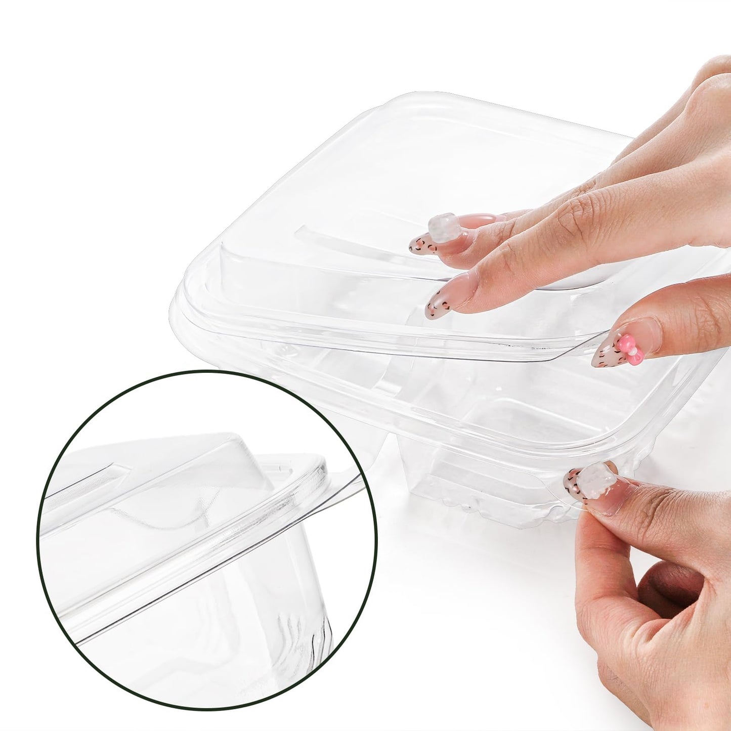 Peohud 50 Pack Clear Bento Snack Containers, 4 Compartment Food Storage Containers, Reusable Meal Prep Containers, Plastic Divided Bento Boxes with Lids for Lunch, Work, Travel