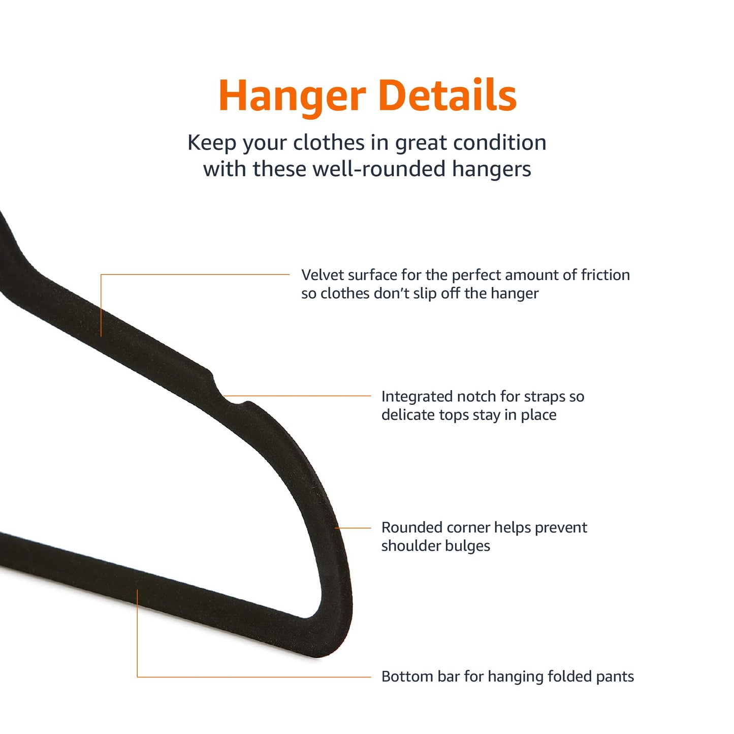 Amazon Basics Velvet Suit Hangers - 50-Pack, Black