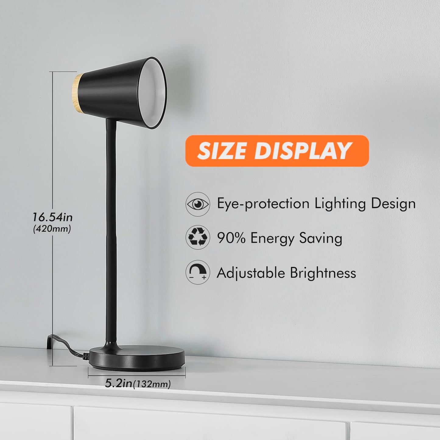 Desk Lamp for College Dorm Room - Small LED Desk Lamp Touch Dimmable Reading Light for Home Office - Adjustable Flexible Gooseneck Table Lamp for Bedside Bedroom Nightstand Black