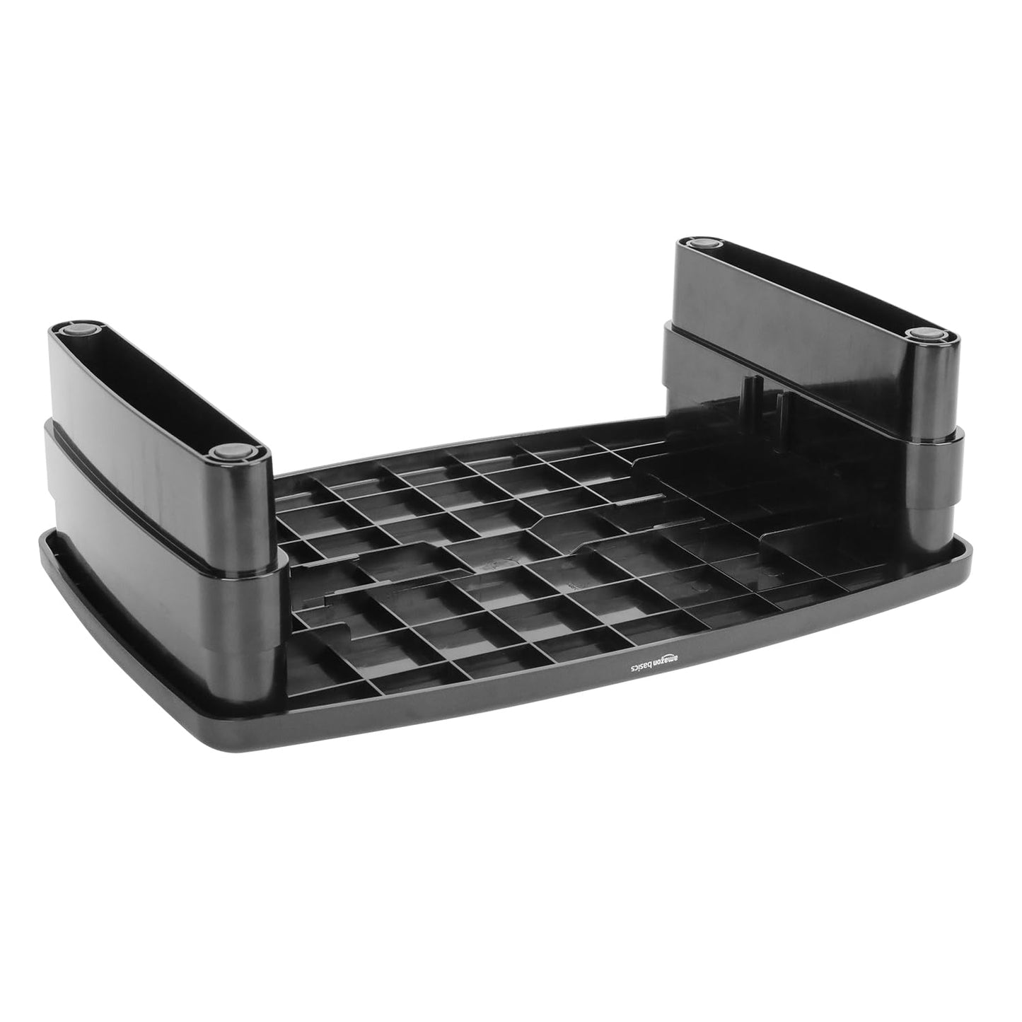 Amazon Basics Height Adjustable Monitor Stand Riser with Storage Organizer, 3-Level Stackable Design, Durable ABS Plastic, Supports up to 10kg , for Monitors & Laptops, Black
