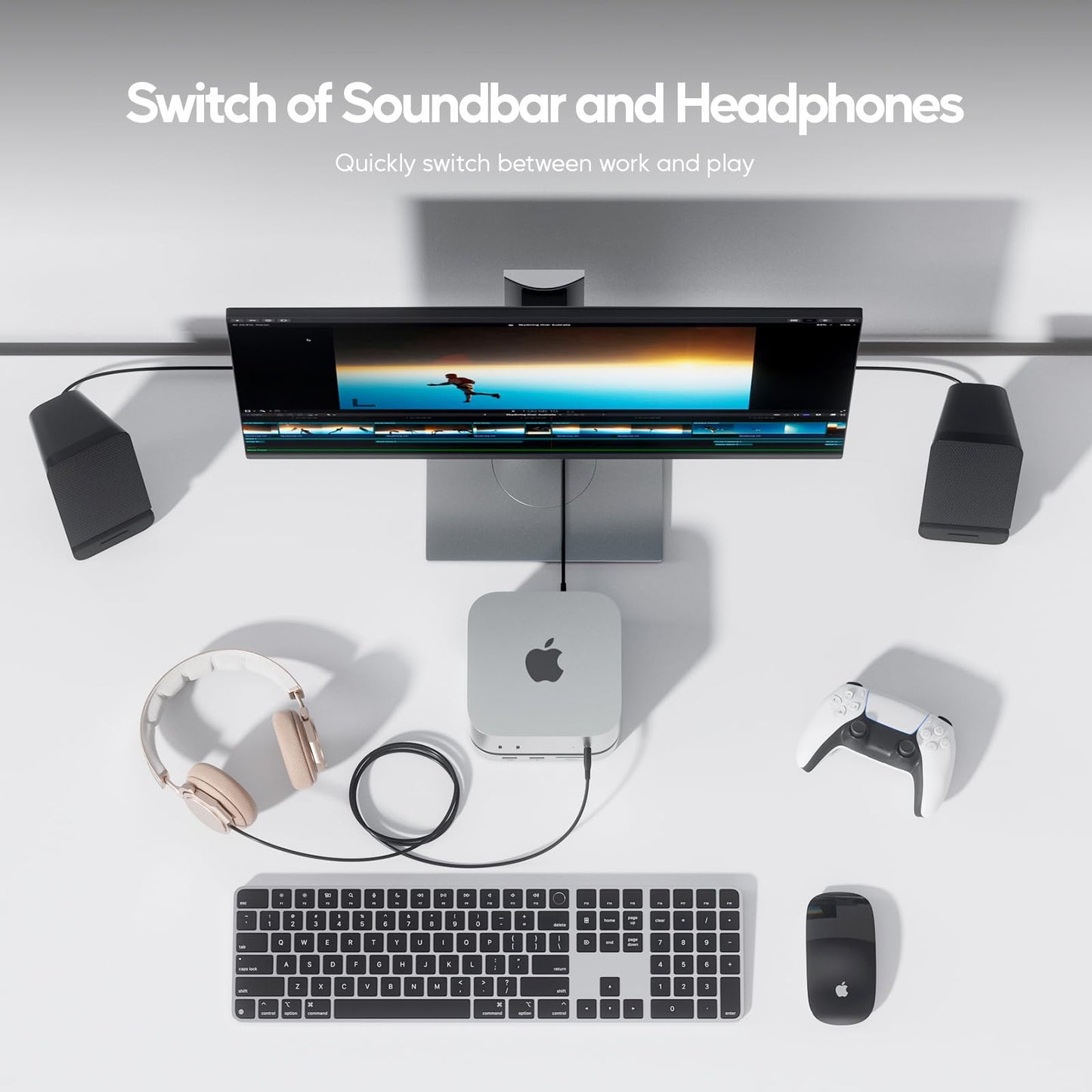 PULWTOP Mac mini M4 Dock with 4TB M.2 SSD Enclosure (SSD NOT Included), Mac mini M4/ M4 Pro Hub Stand with HDMI 4K@60Hz, 2024 MacMini USB C Hub Accessories, 3 USB A 2.0, SD/TF, 3.5mm Audio