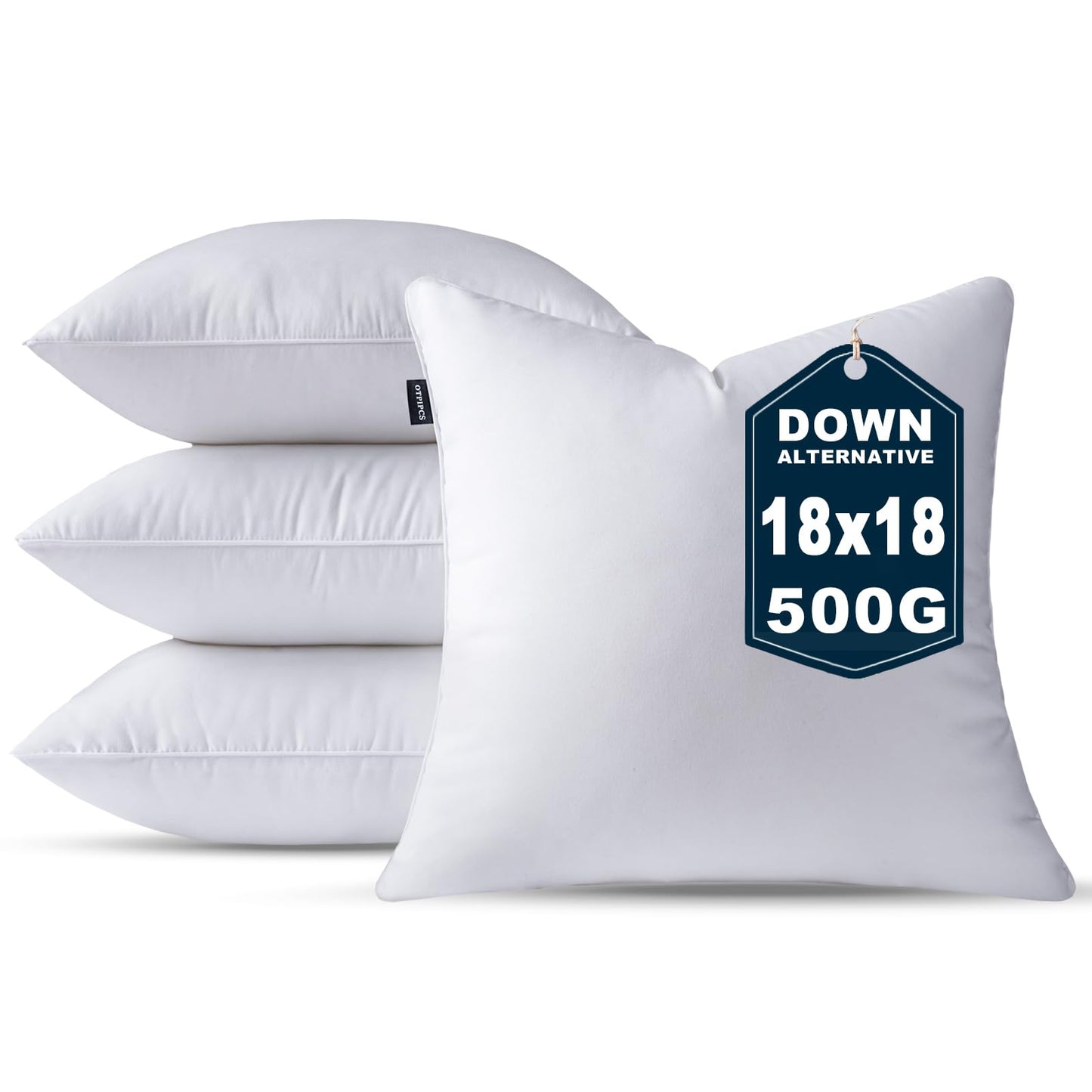 OTPIPCS 18 x 18 Pillow Inserts Set of 4 Down Alternative Throw Pillow Inserts Medium Fluffy Decorative Pillow White Square Pillows Stuffing for Living Room Couch Bed Sofa Interior Cushions