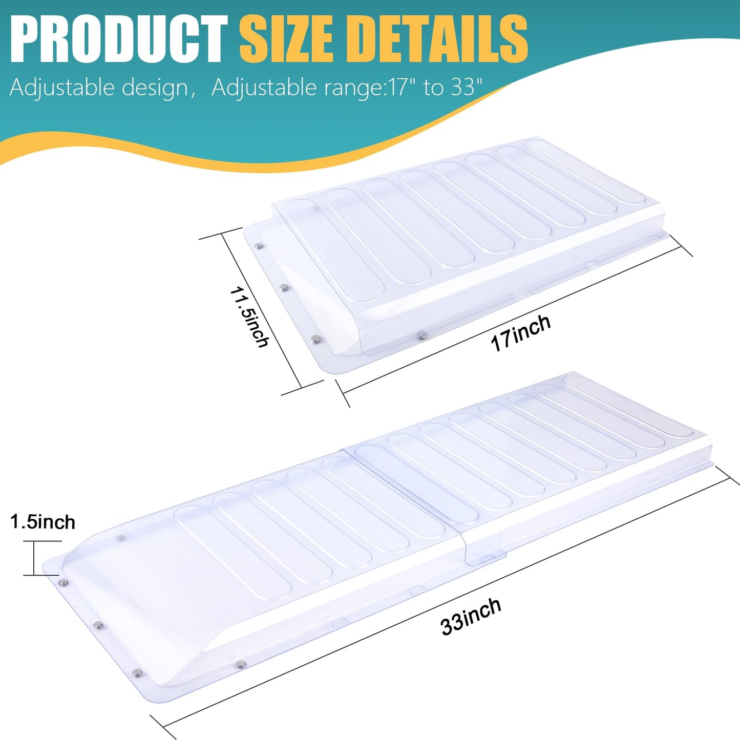 Magnetic Air Vent Extender for Under Furniture with 5 Secured Neodymium Magnets Floor Register Extends from 17" Up to 33", Floor Vent Deflectors for Home Floor