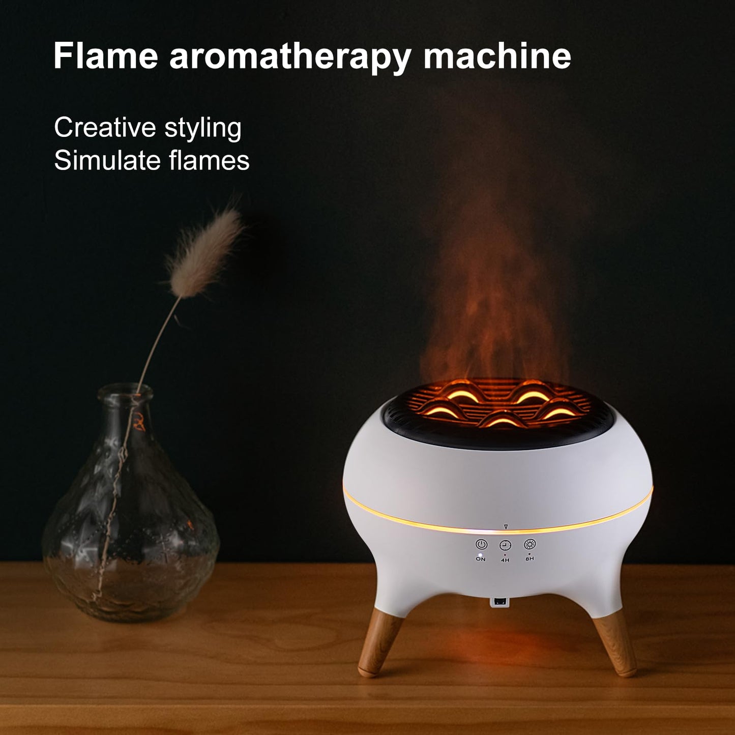 BLOIMP Essential Oil Diffuser 350ML Flame Diffuser Aromatherapy Humidifier, Remote & 7-Color Lights, Cool Mist Humidifier for Home Bedroom, Office, Hotel (White)