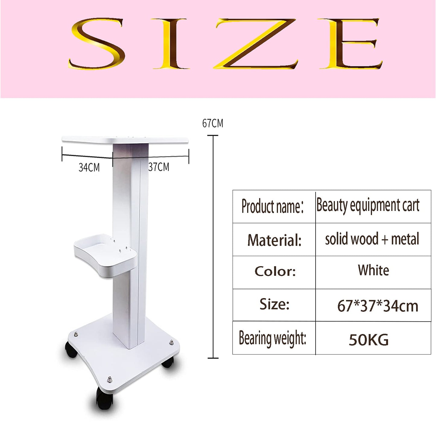 Beauty Salon Trolley Cart,Pedestal Rolling Cart,HOINCO Beauty Salon Wheeled Cart (White)