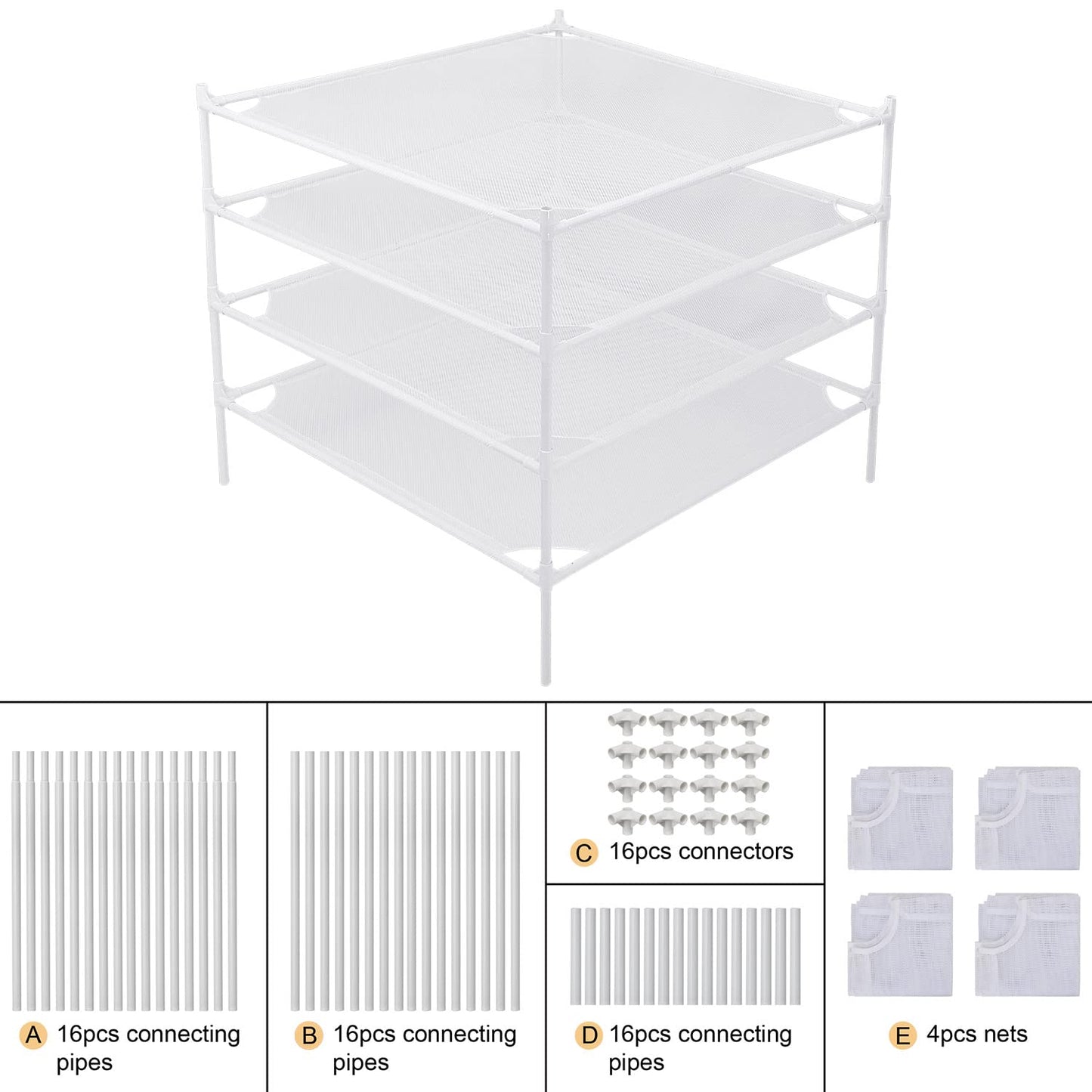 Clothes Drying Rack Flat, Portable Dryer for Sweater with Metal Tube, 4-Layer Mesh Laundry Rack for Indoor and Outdoor Use, Can be Placed to Dry Towel, Sweater, Hat, Glove, Bottle, Herbal