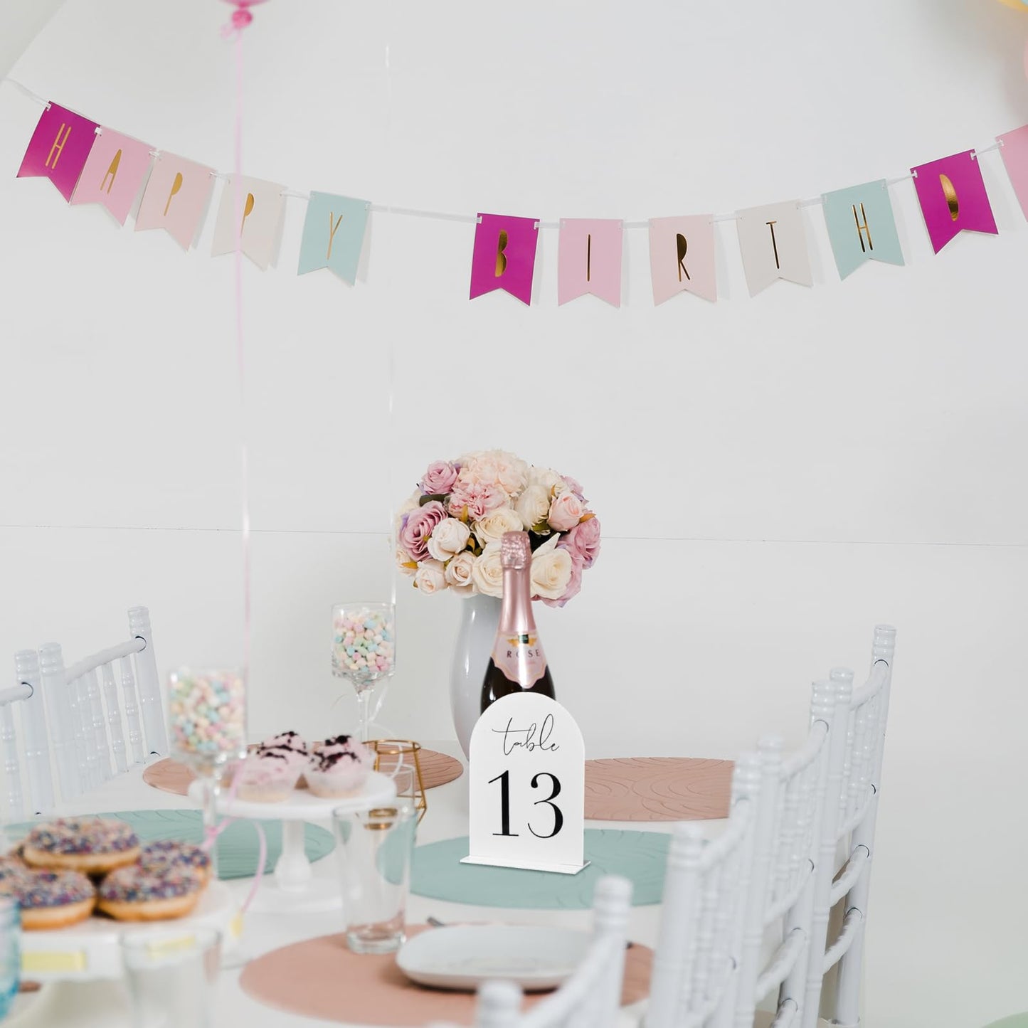 Auch White Arch Acrylic Table Numbers 1-15 with Stand, 5x7" White Arch Acrylic Sign and Holder Wedding Table Numbers for Reception, Centerpiece, Event (White)