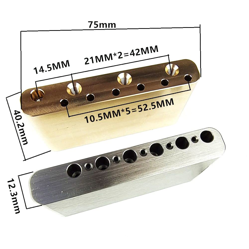 TUOREN 52.5mm String Spacing Full Brass 40mm Strat Tremolo Block for Fender Squier Strat Electric Guitar