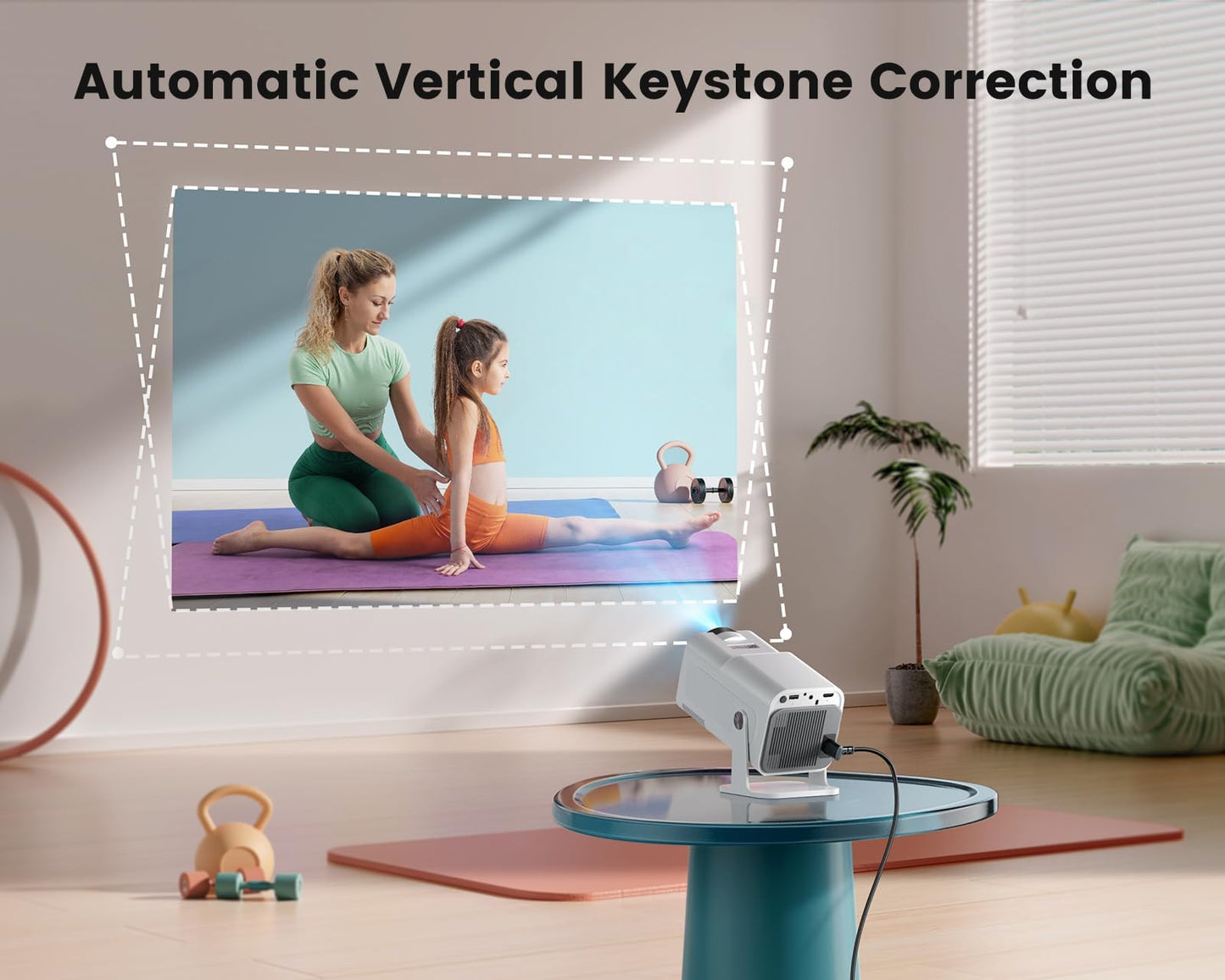 【4K Supported】 Mini Projector 4K with WiFi6 and Bluetooth5.2, Native 1080P Mini Portable Projector with 270° Rotation, Home Movie Projector with 【Auto Keystone】 for HDMI, USB, TV Stick, PS5