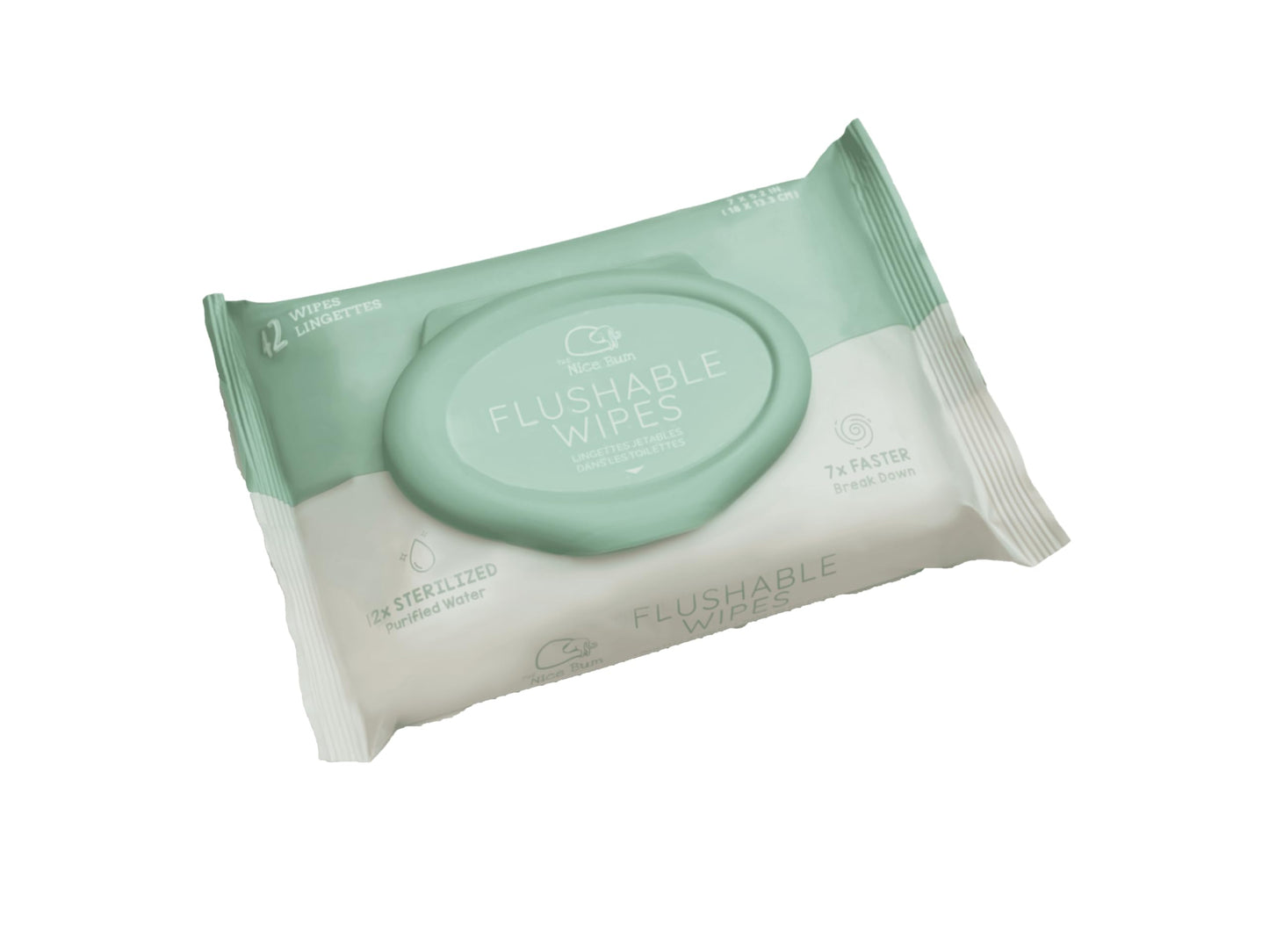 The Nice Bum Flushable Wipes | Safe for All Skin Types | 12x Sterilized Purified Water | 7x Faster Break Down | Pollution, Salt, and Impurity-Free | Plant-Based | 42 Wipes Per Pack, 18 x 13.3cm – 12 Pack (504 Wipes)