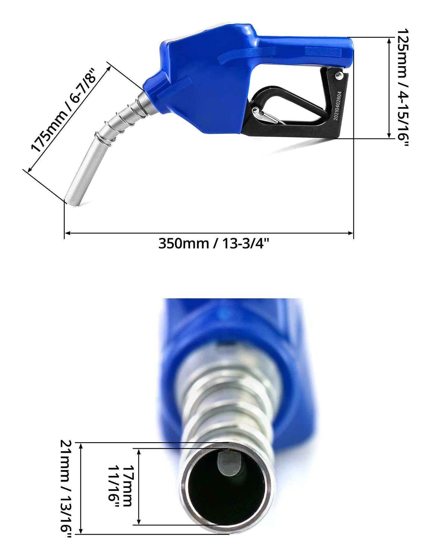 QWROK 3/4" Automatic Fuel Nozzle Auto Shut Off Gasoline Nozzle for Petrol Diesel Fuel Refilling, 0-60L/min Flow Rate, 3/4" NPT Inlet Size, 13/16'' Outlet Size, Blue