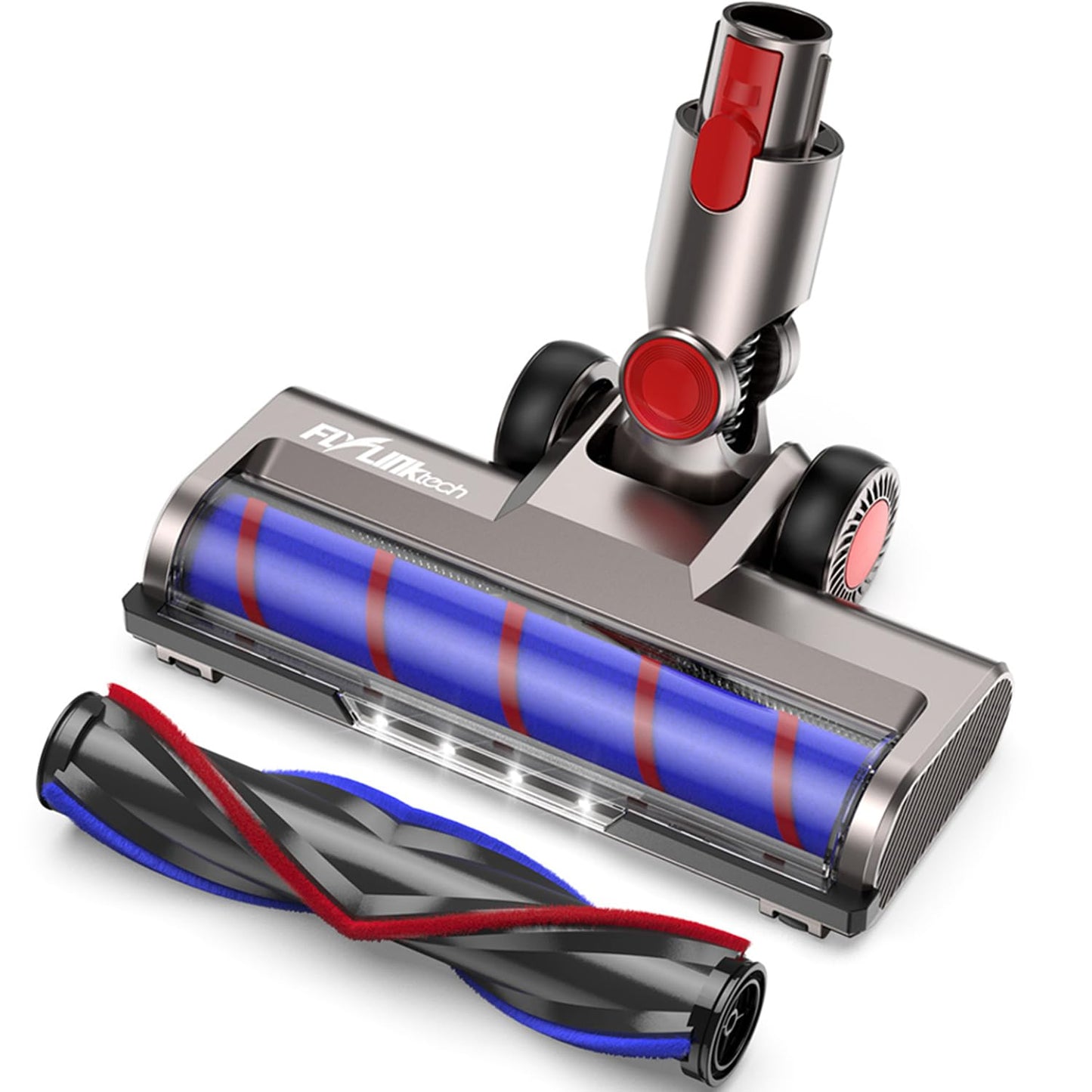 FLYLINKTECH Replacement Brush Head Compatible with V7 V8 V10 V11 V15, Motorized Vacuum Head with 2 Rollers for Hard Floors & Carpets, LED Lights, 180° Swivel, Not Compatible with V6