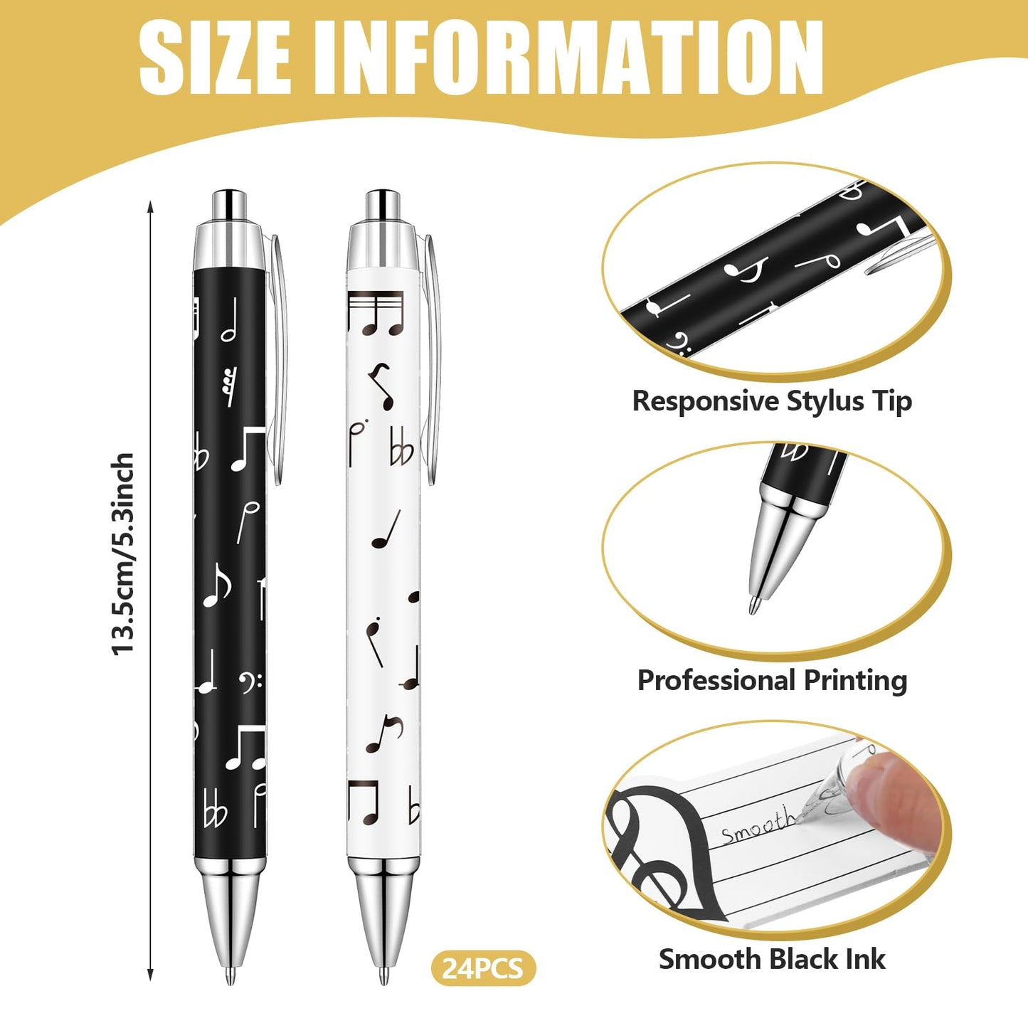 LIUBUJINGYING 48 Pcs Music Sticky Notes Music Themed Sticky Note Pads with Musical Note Ballpoint Pens Musical Note Message Reminder Writing Memo Page for Piano Teacher Appreciation Gift Office