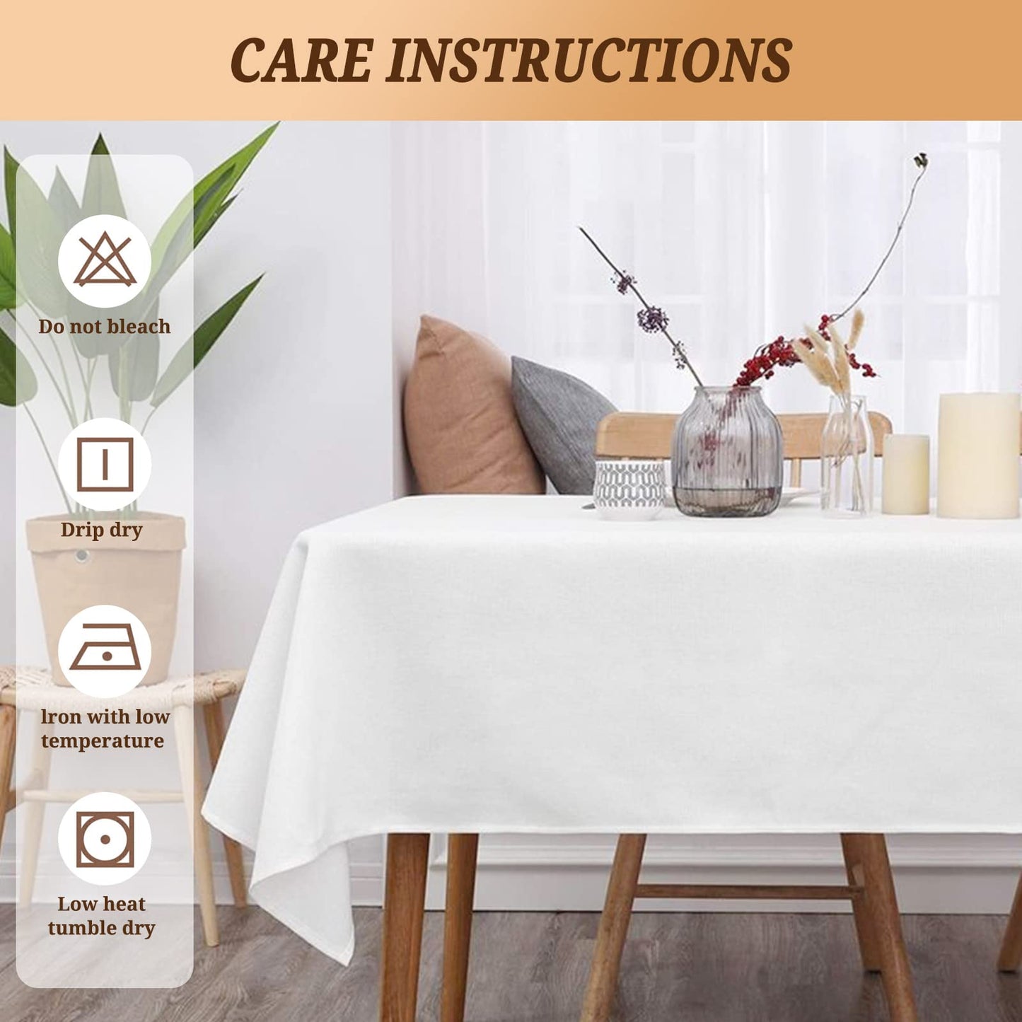 6Pack White Polyester Tablecloths, 60 x 102 Inch for 6ft Rectangle Tables Polyester Table Cover Washable Table Cloth for Wedding Reception Banquet Party