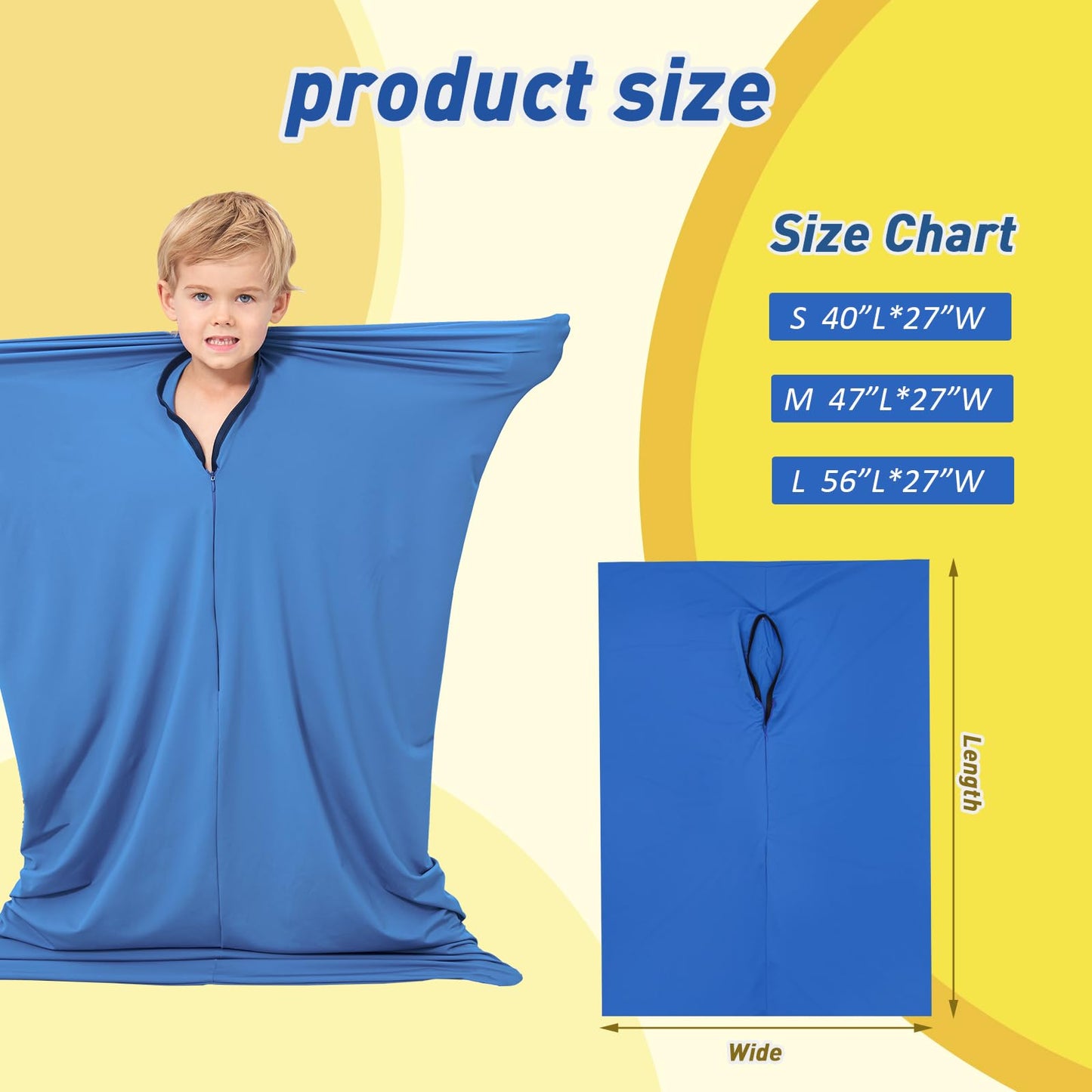 Sensory Body Sock for Kids,Full-Body Wrap Sensory Sox Body Socks to Relieve Stress with Autism, Anxiety,Sensory Integration (Small 40''×27'' Blue)