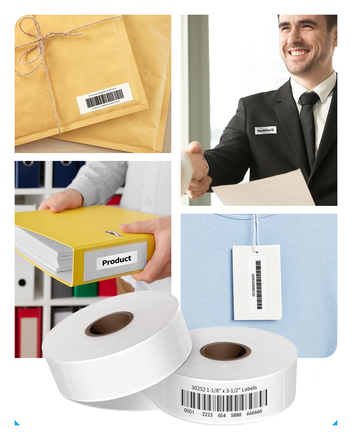 10 Rolls LW 30252 Mailing Address Labels 1-1/8" x 3-1/2" (28 x 89mm) Compatible with Dymo 30252 Address Labels Compatible for Dymo LabelWriter 450, 4XL, 450 Turbo, 10 Rolls of 350 (3500 Total)